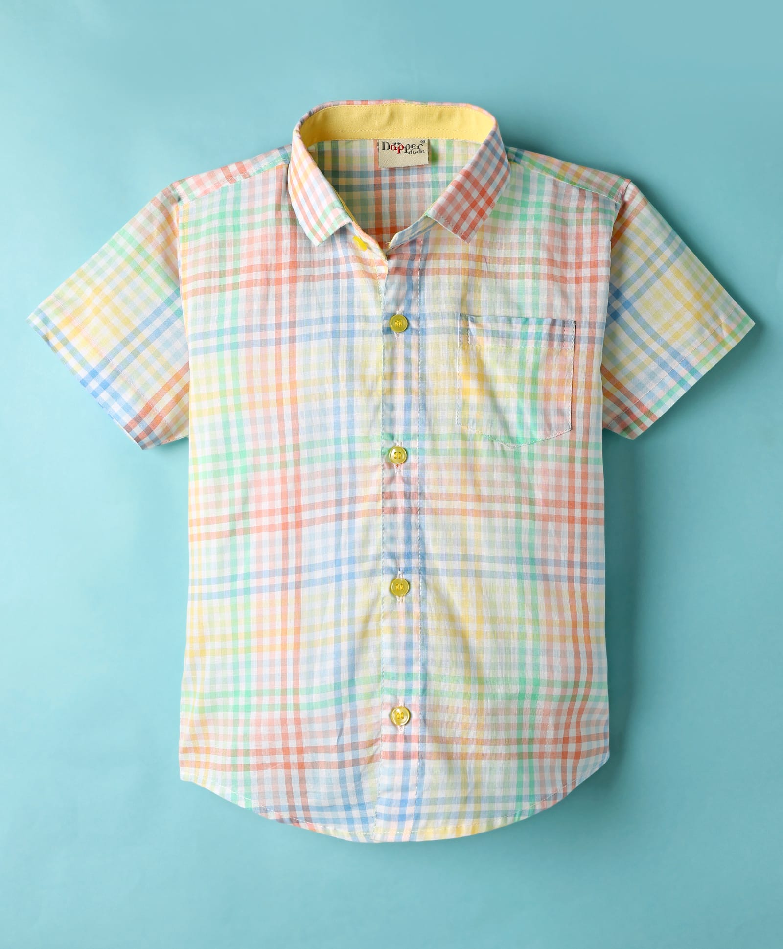 Dapper Dudes Half Sleeves Checked Shirt - Multi Colour-image-17