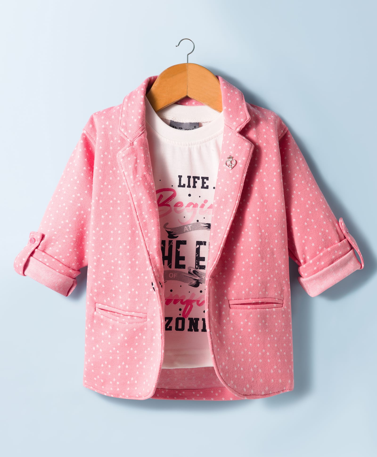 Dapper Dudes Full Sleeves Abstract Printed Blazer With Tee Set - Pink-image-10