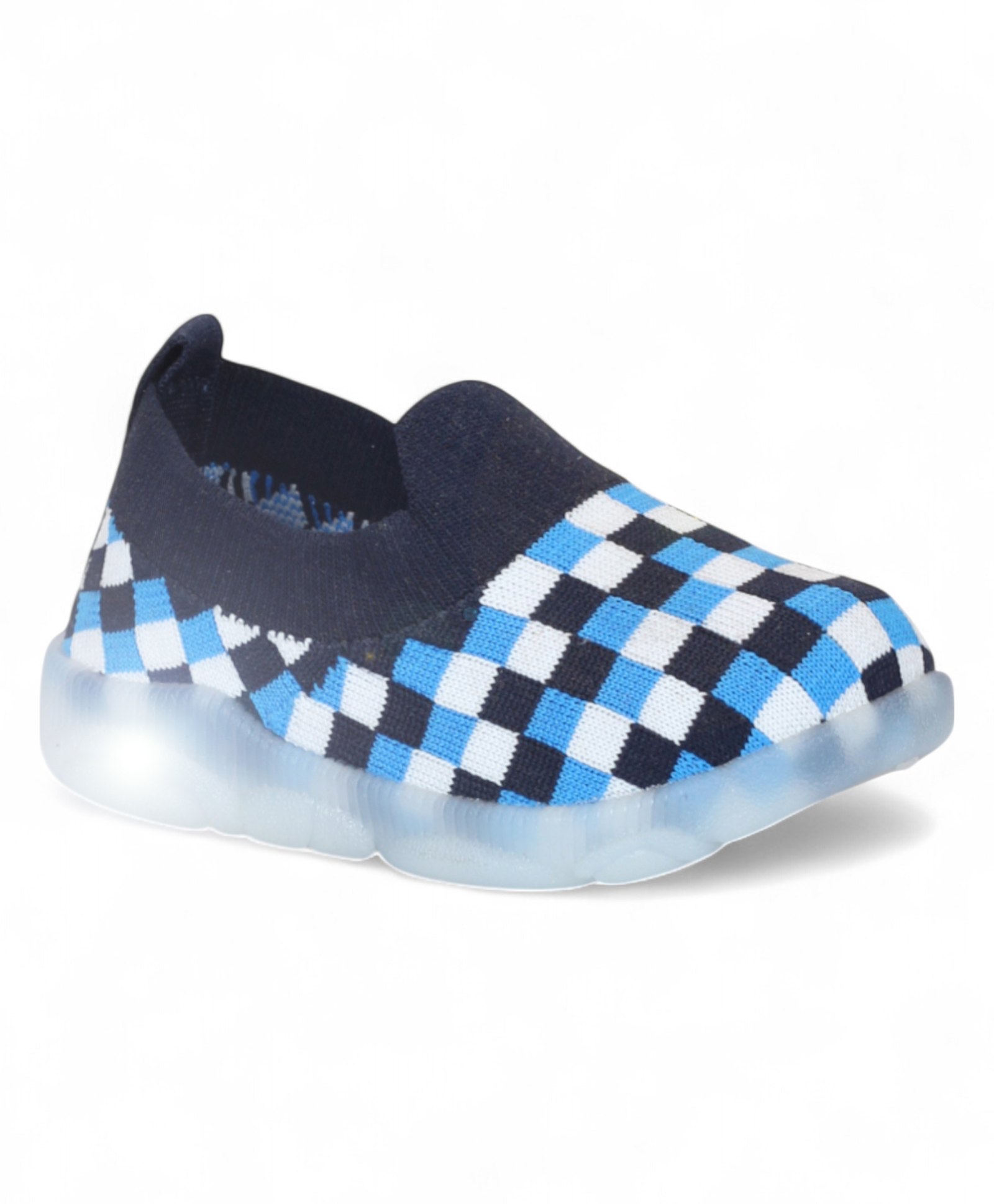 Lil Lollipop Chess Bored Checked Slip On LED Shoes - Navy Blue-image-4