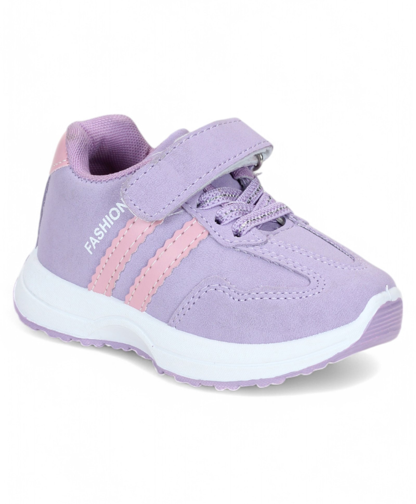 Lil Lollipop Placement Striped Velcro Closure Shoes - Purple-picture-34