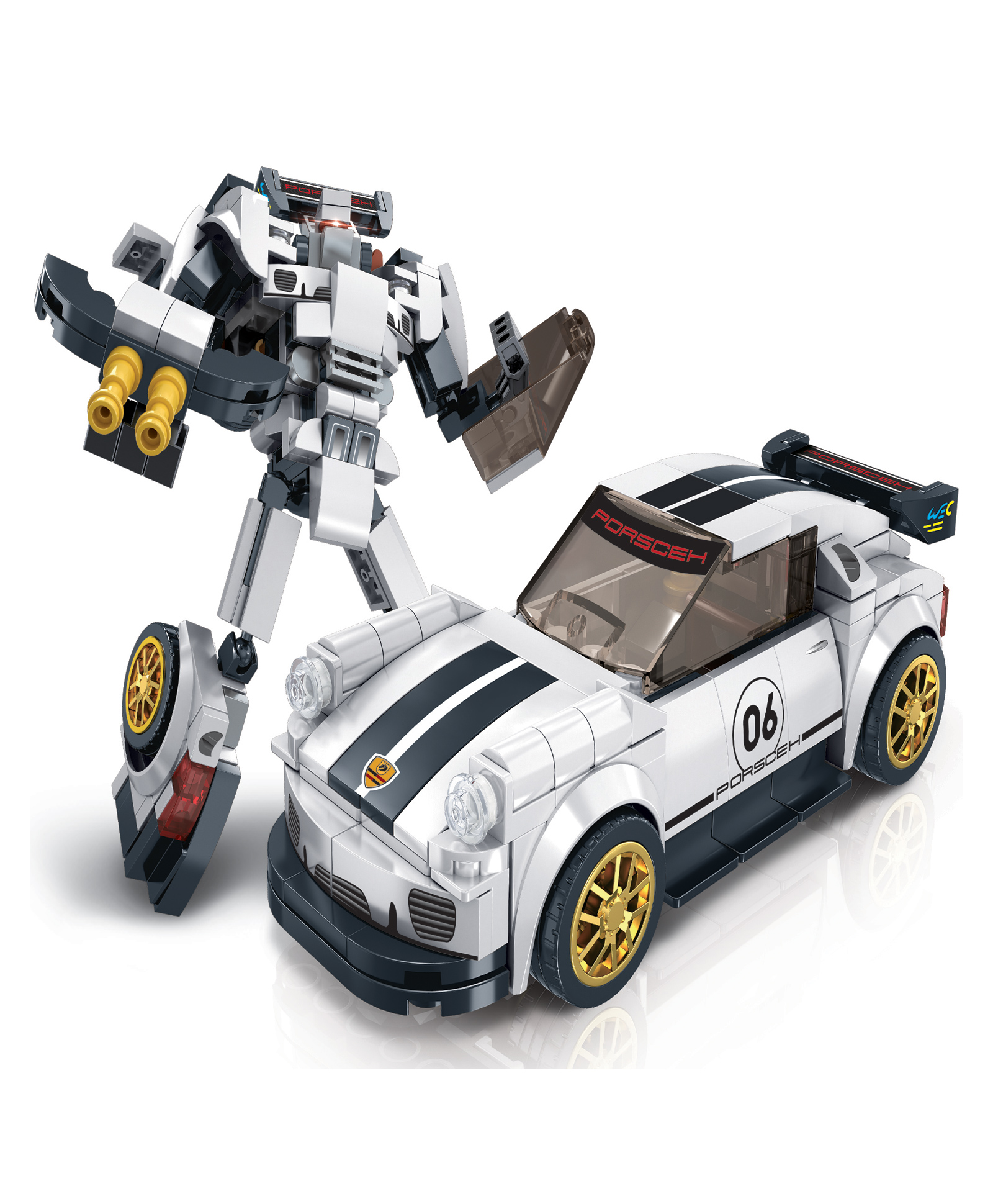 ThinkerPlace Premium Pearl White 2-in-1 Robot & Sports Car (241 Pieces) | Learn About Machines | Building Block Set for Kids Age 6+ | STEM Educational Toy | Build, Play & Learn-image-2