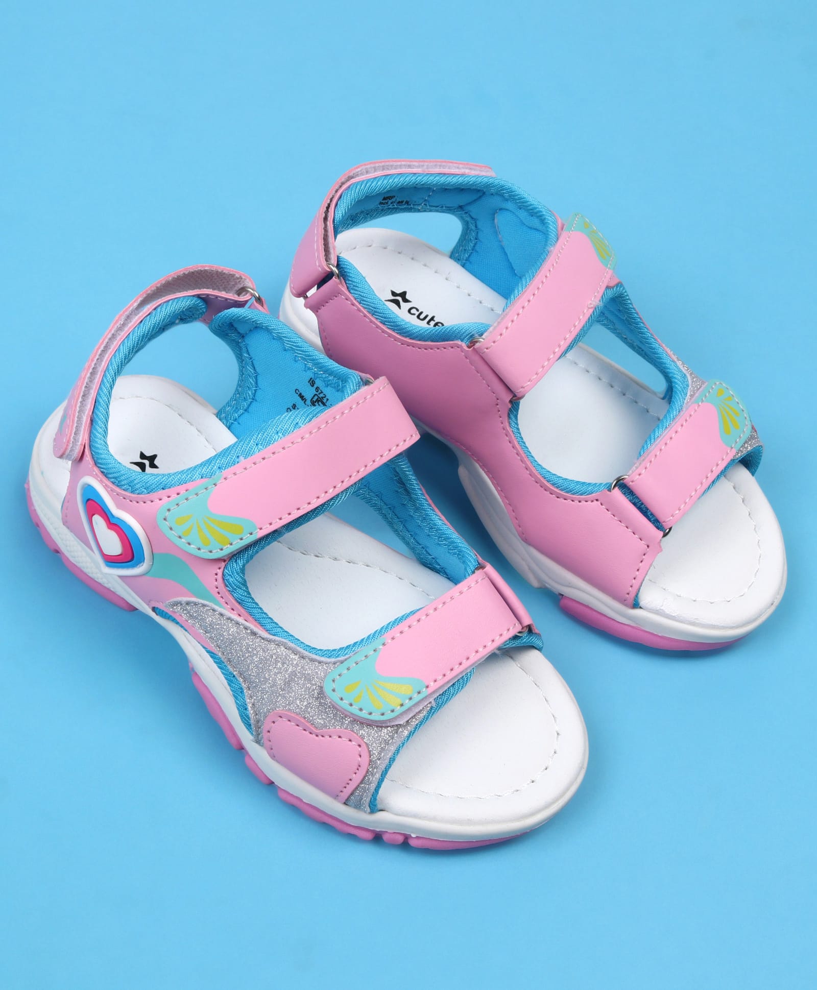Cute Walk by Babyhug Sandals with Velcro Closure & Heart Applique - Pink