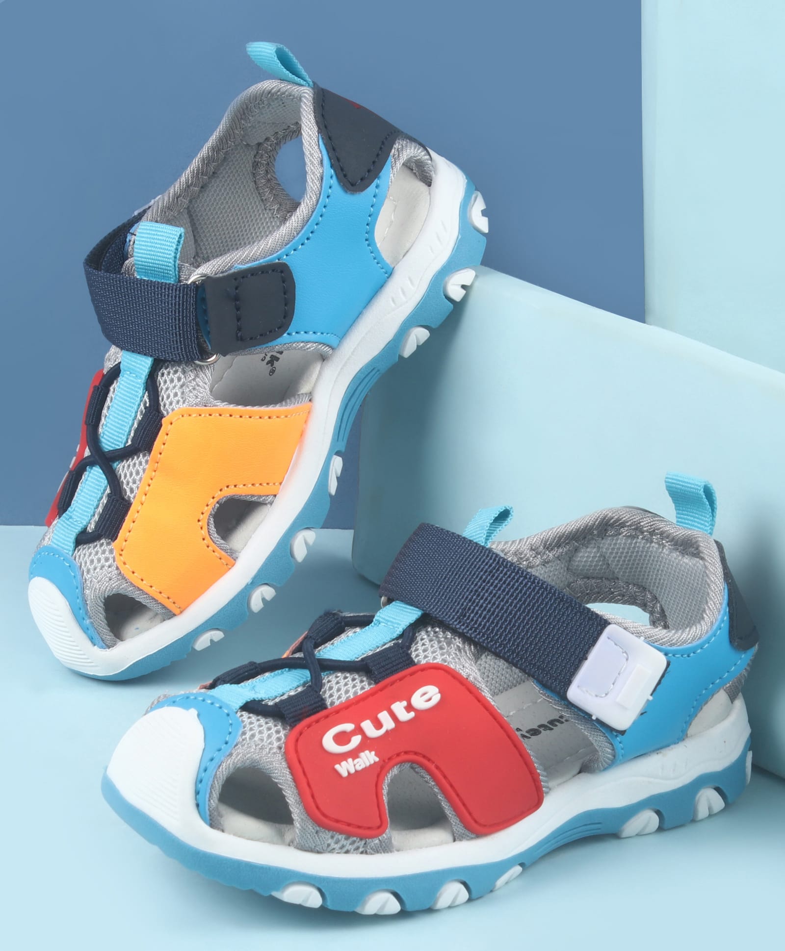 Cute Walk by Babyhug Sandals with Velcro Closure - Light Blue-picture-22