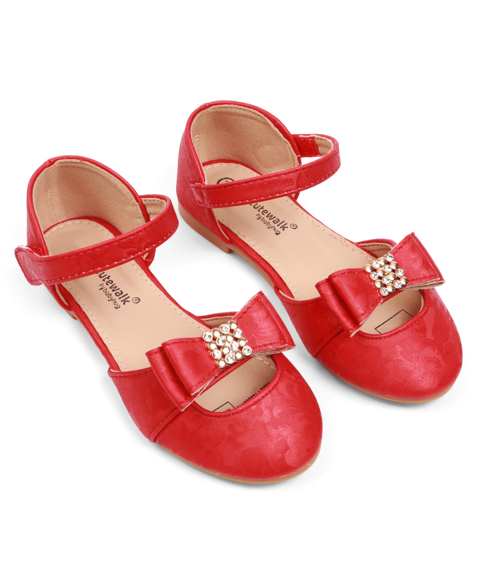 Cute Walk by Babyhug Velcro Closure Floral Designed Ballerina - Red-image-10