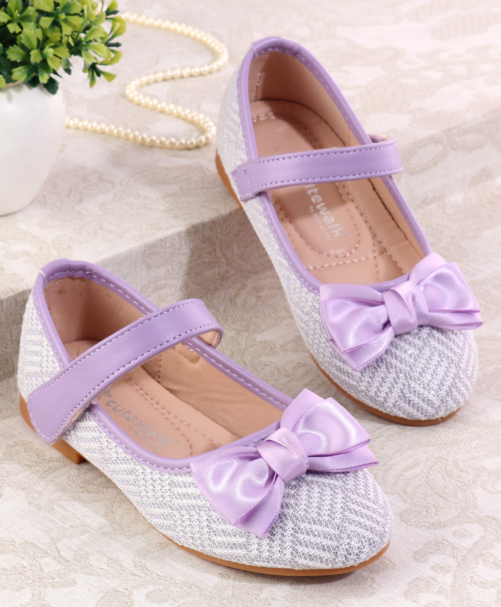 Cute Walk by Babyhug Ballerina with Velcro Closure & Bow Applique - Purple