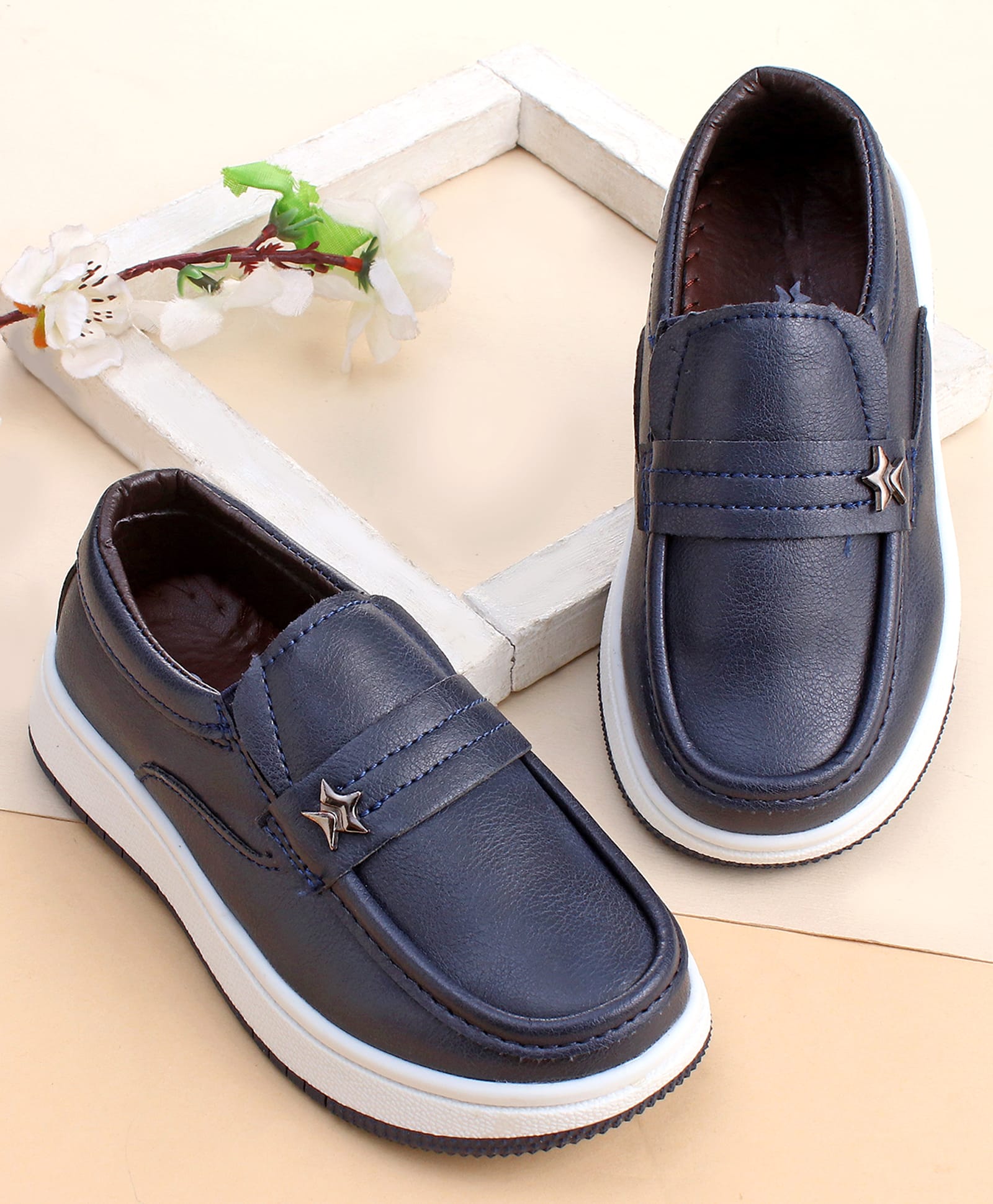 Cute Walk by Babyhug Slip On Solid Color Loafers - Navy Blue-image-7