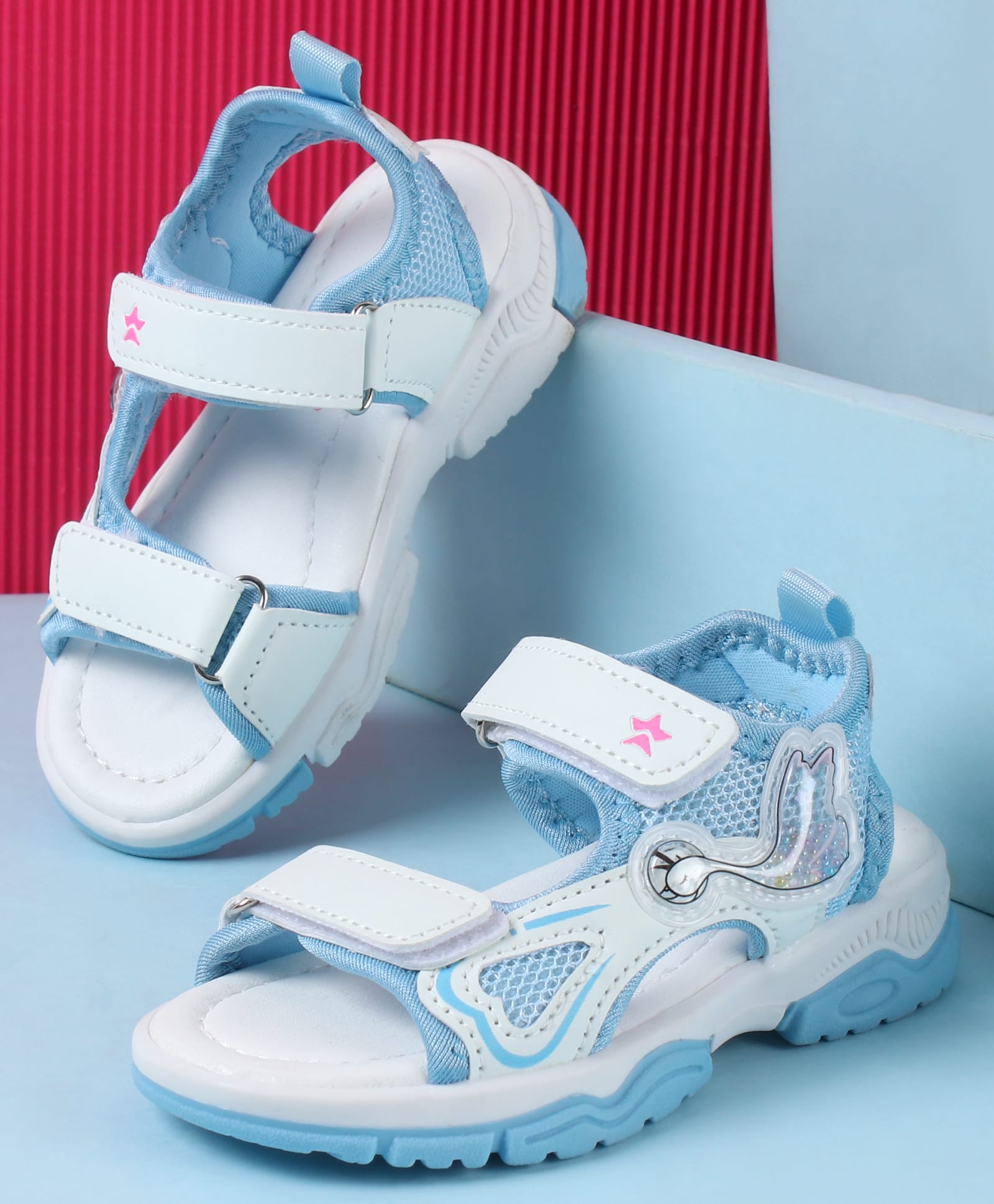 Cute Walk by Babyhug Sandals With Velcro Closure & Bird Design - Light Blue-image-33