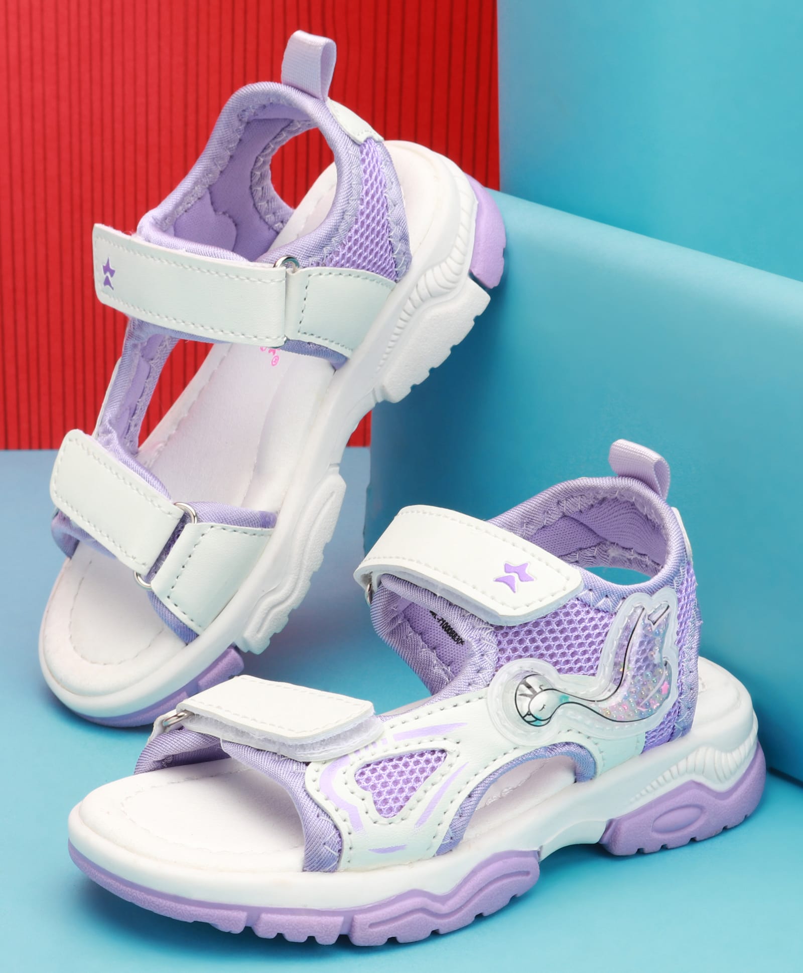 Cute Walk by Babyhug Sandals With Velcro Closure & Bird Design - Light Blue-image-28