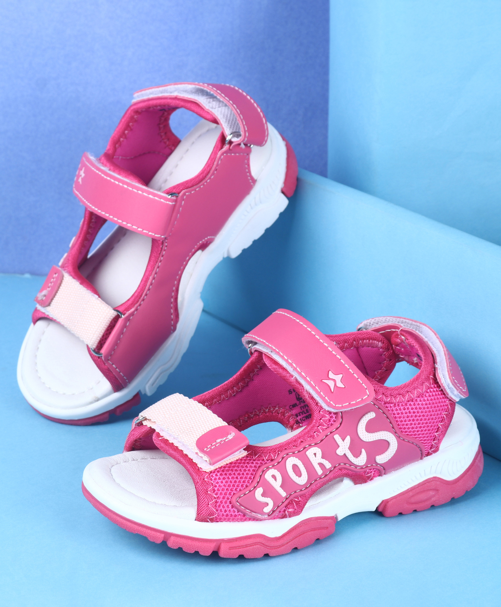 Cute Walk by Babyhug Velcro Closure Sports Printed Sandals - Fuchsia-image-32