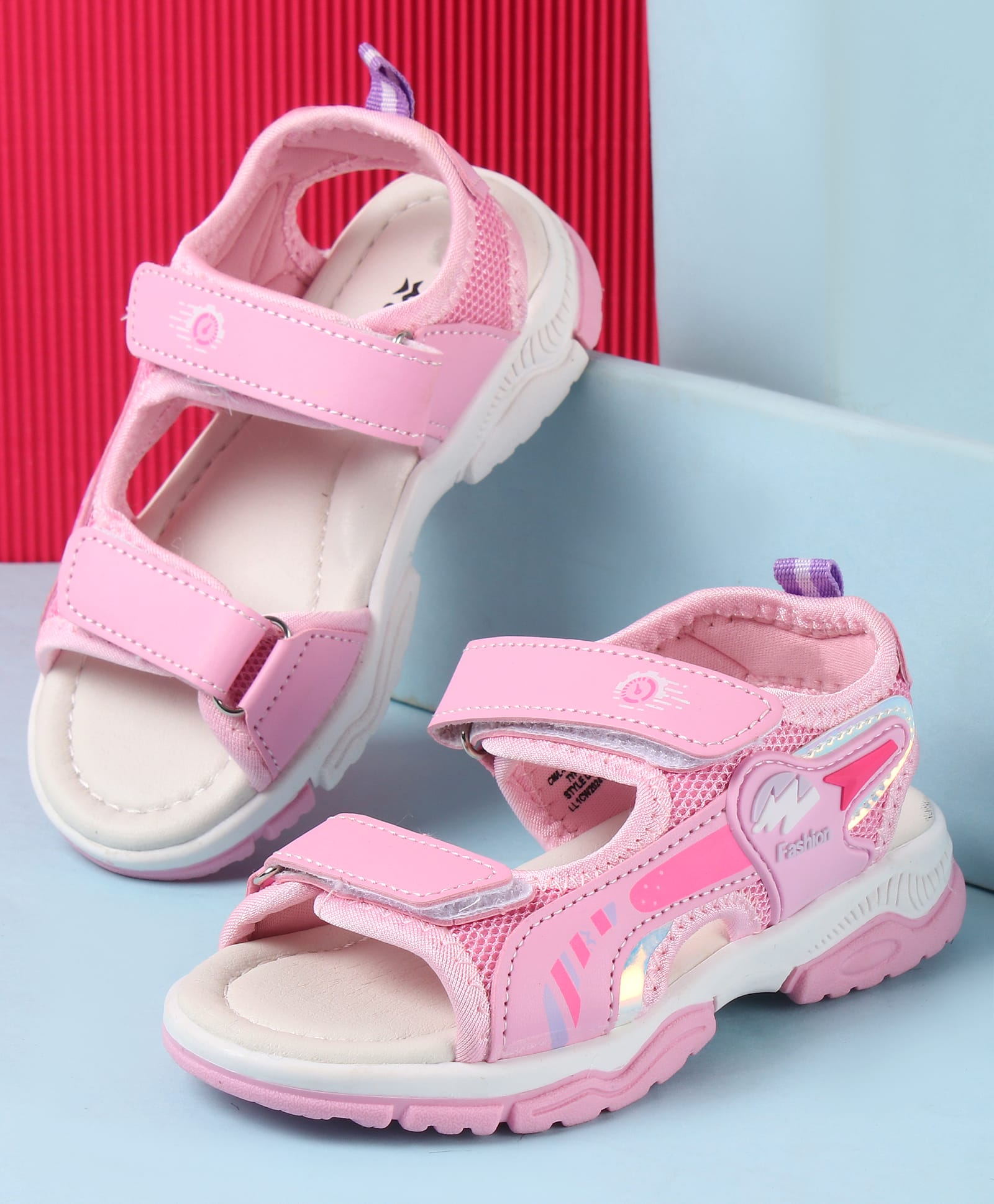 Cute Walk by Babyhug Velcro Closure Sandals with Text Applique - Pink-picture-15