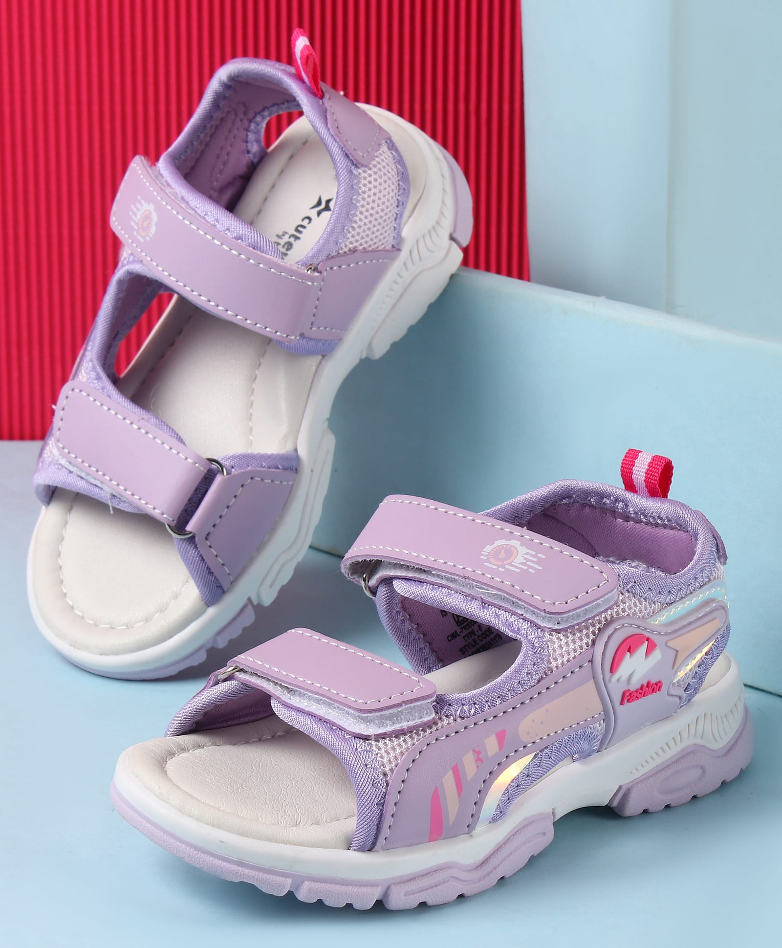 Cute Walk by Babyhug Velcro Closure Sandals with Text Applique - Purple-picture-19
