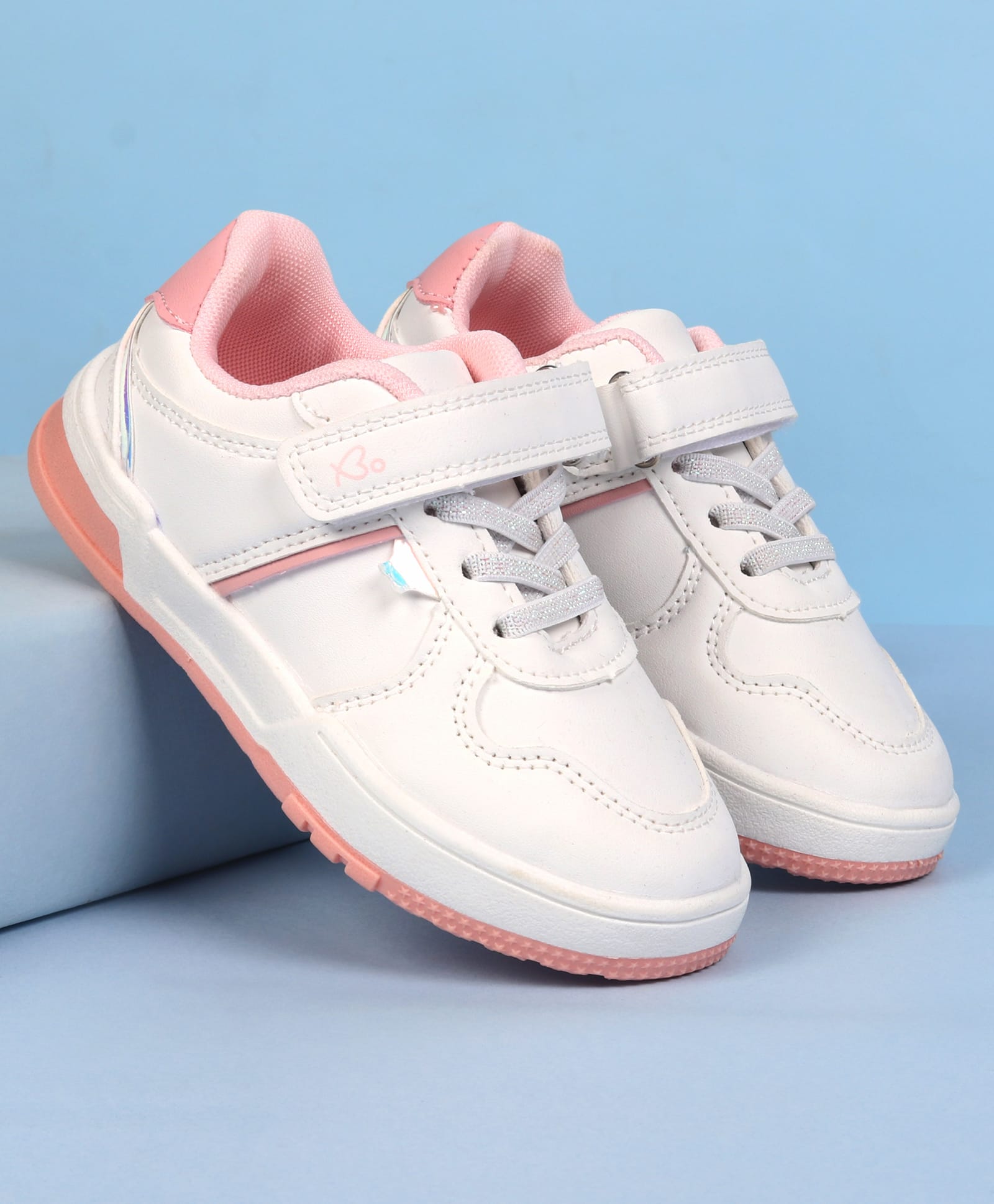 Babyoye Solid Color Casual Shoes with Velcro Closure & Lace Detailing - Pink-image-28