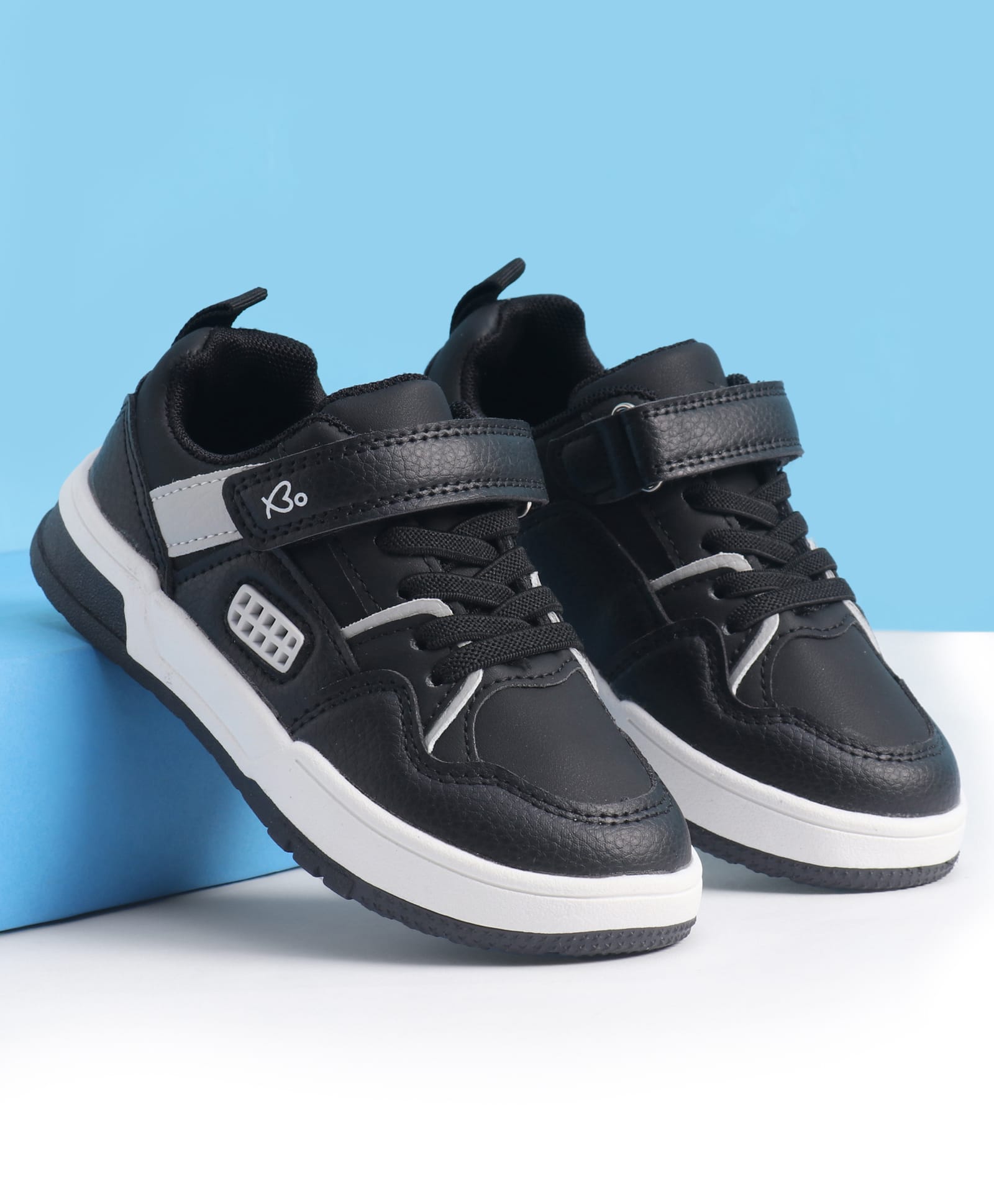 Babyoye Casual Shoes with Velcro Closure Lace Detailing & Tape Design - Black-picture-39