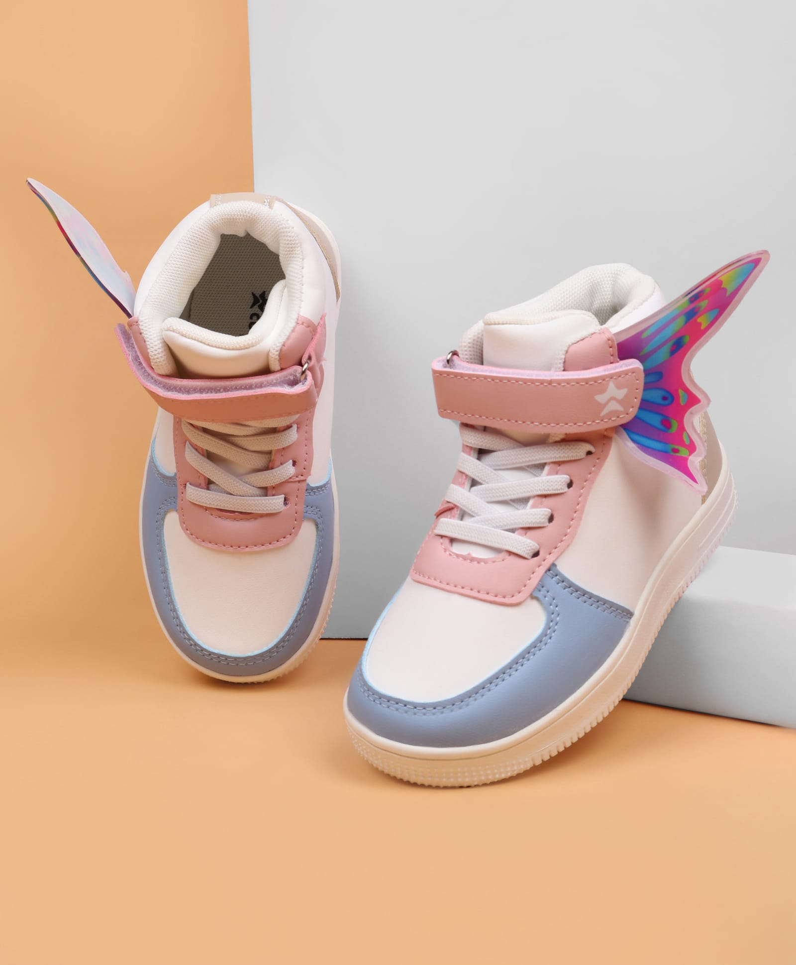 Cute Walk by Babyhug Casual Shoes with Velcro Closure & Tape Detailing & Butterfly Wings Applique - Blue-picture-14