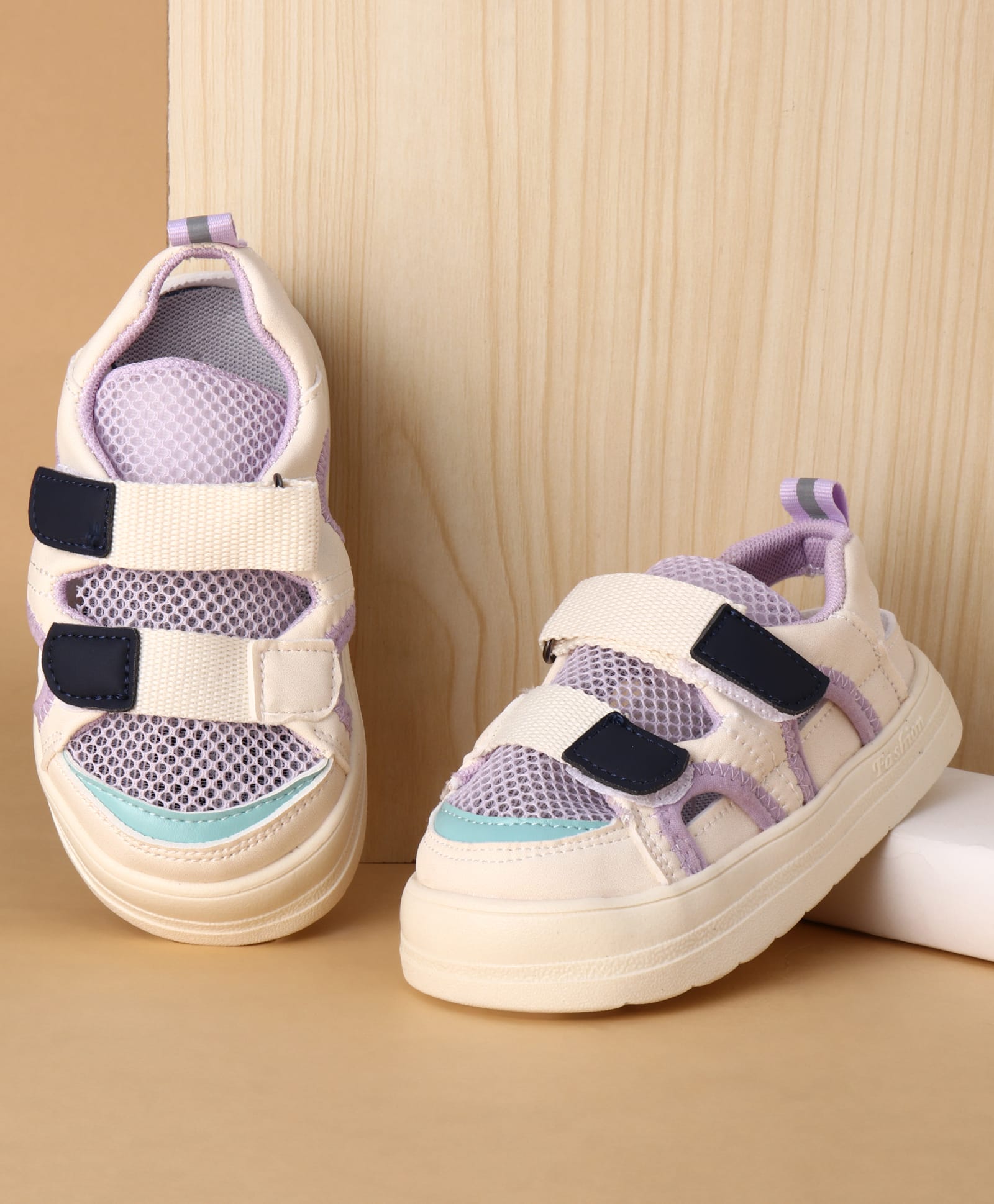 Babyoye Velcro Closure Solid Sandals - Purple-image-32
