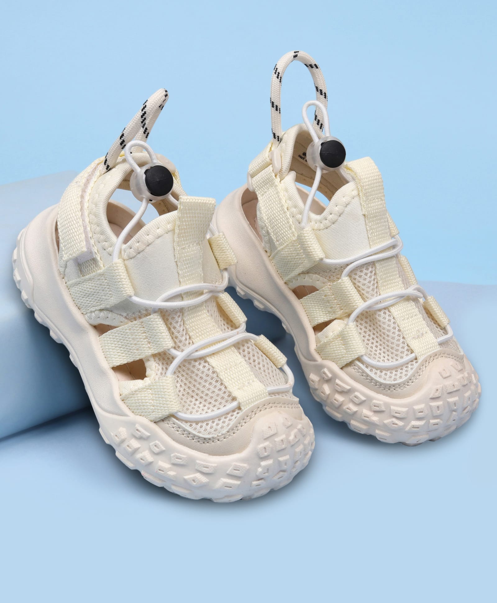 Babyoye Solid Sandals with Velcro Closure - White-image-34