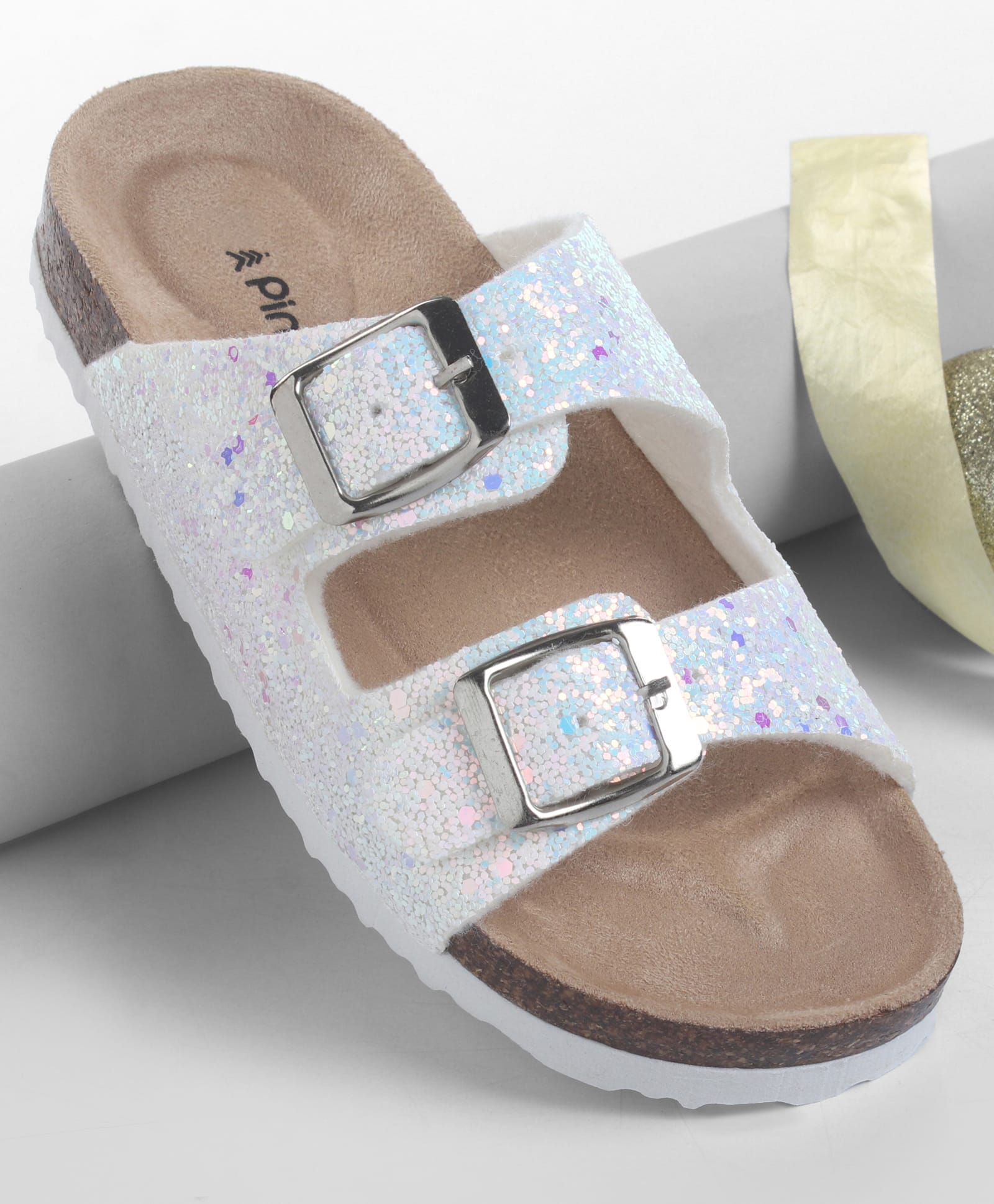 Pine Kids Slip On Sequins Detailing Party Sandal - White-picture-12