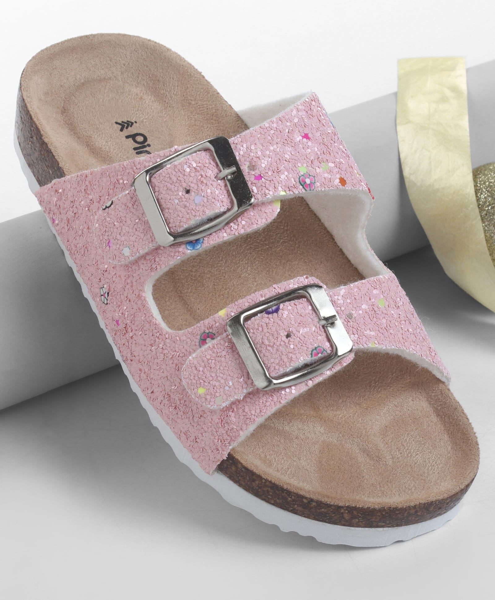 Pine Kids Slip On Sequins Detailing Party Sandal - Pink-image-30