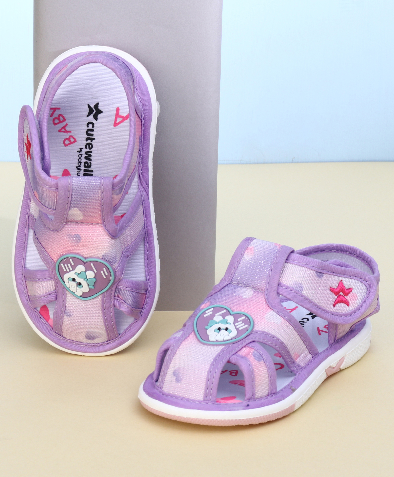 Cute Walk by Babyhug Velcro Closure Sandal With Mesh - Purple