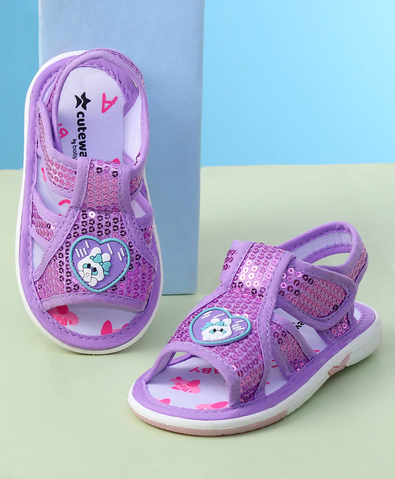 Cute Walk by Babyhug Sandals With Velcro Closure & Sequin Detailing - Purple-picture-10