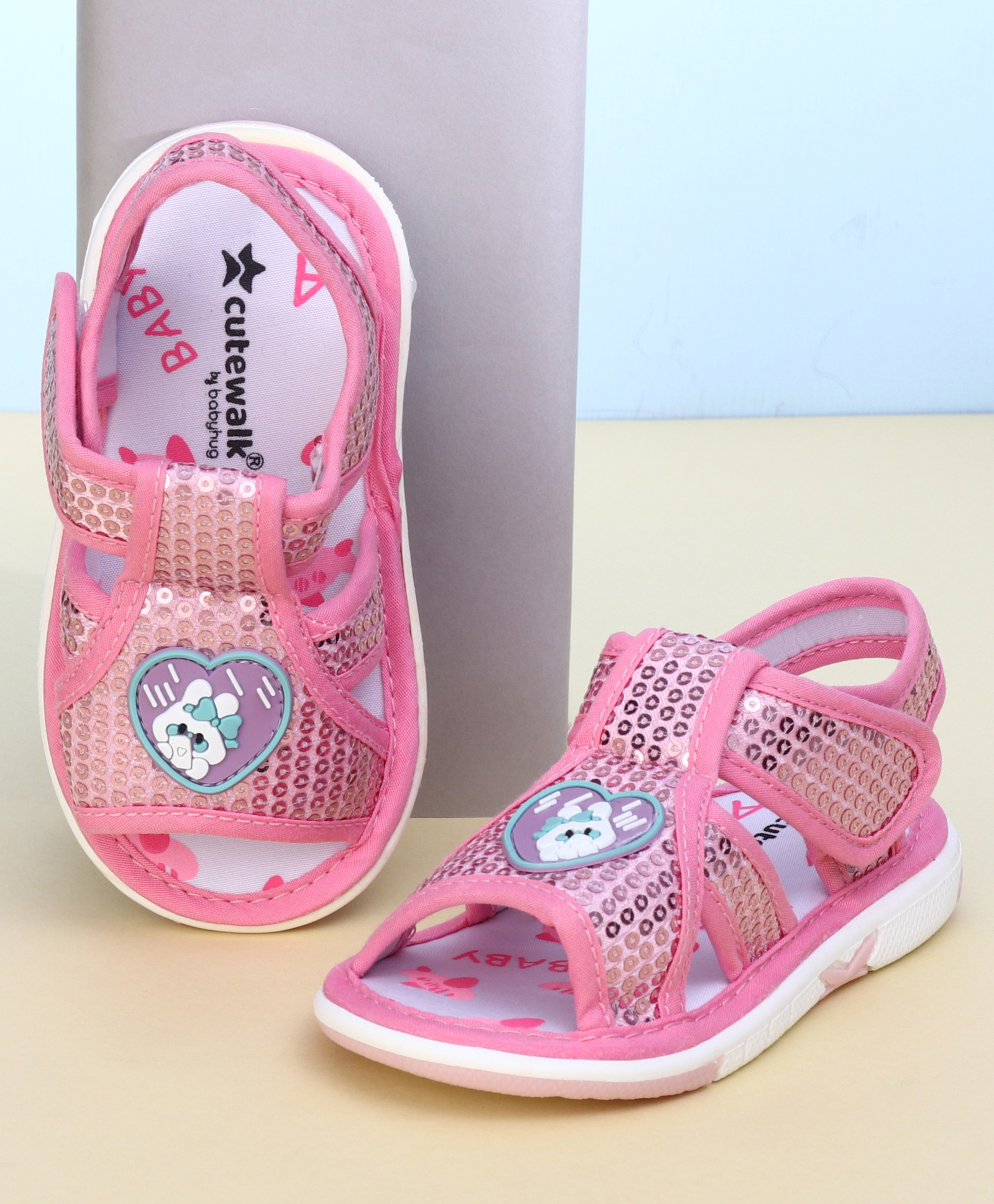 Cute Walk by Babyhug Velcro Closure Sandal With Mesh - Pink-picture-12
