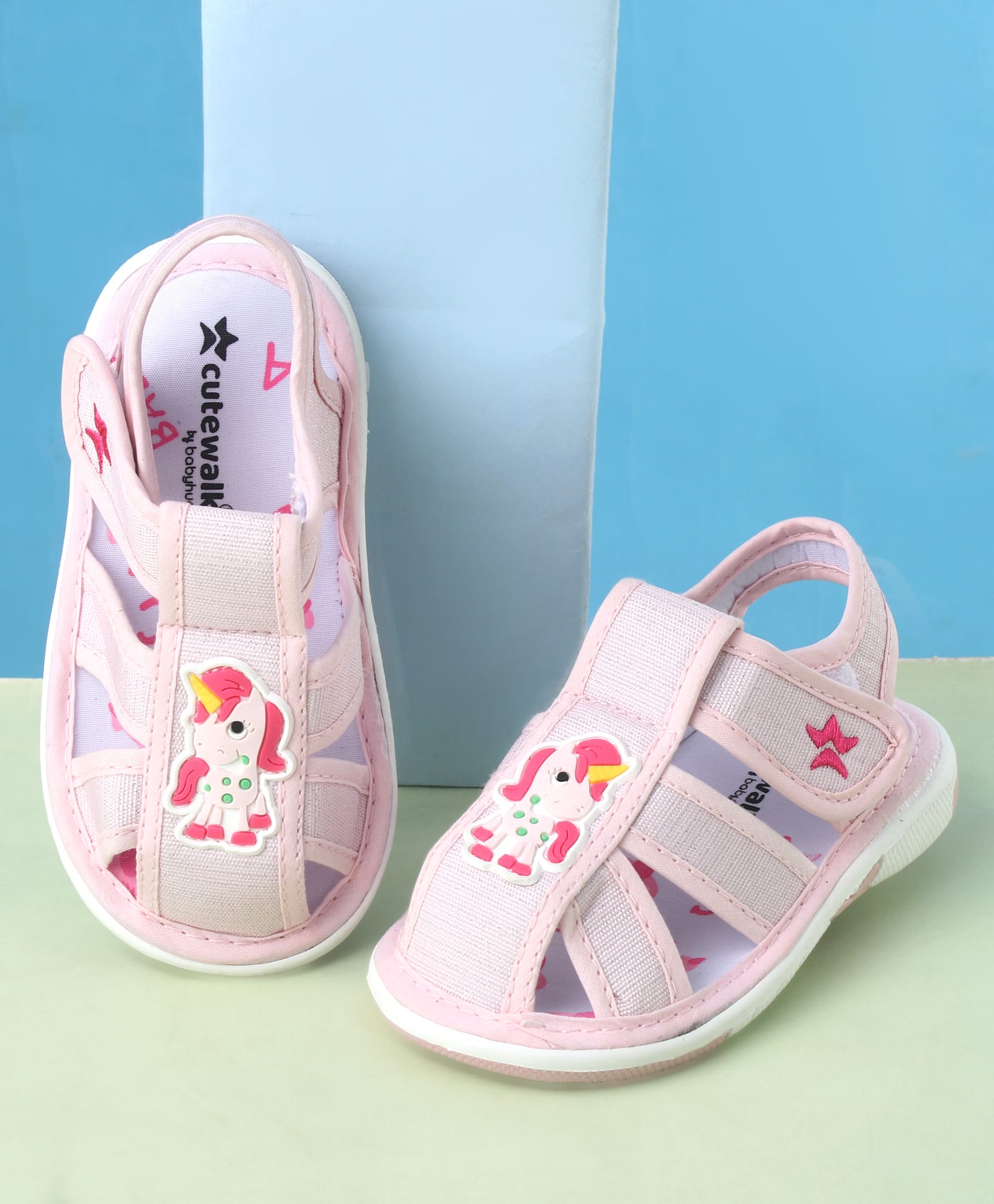 Cute Walk by Babyhug Velcro Closure Sandals With Unicorn Applique - Pink-picture-18