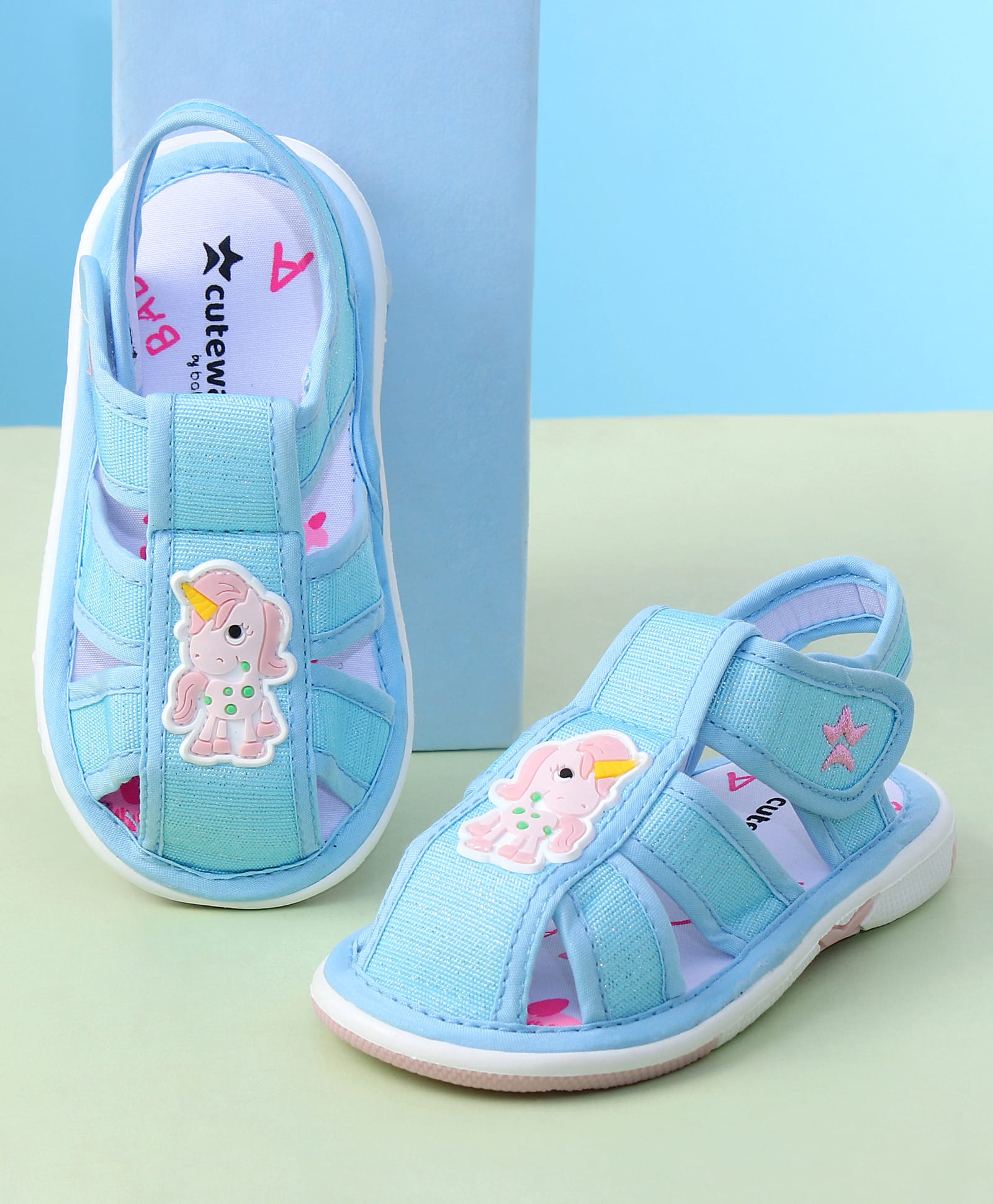 Cute Walk by Babyhug Velcro Closure Sandals With Mesh - Blue-picture-10