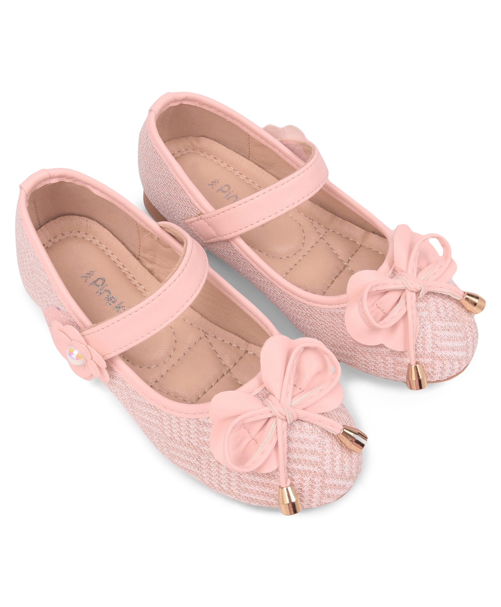 Pine Kids Velcro Closure Ballerina with Bow Applique - Pink-image-33