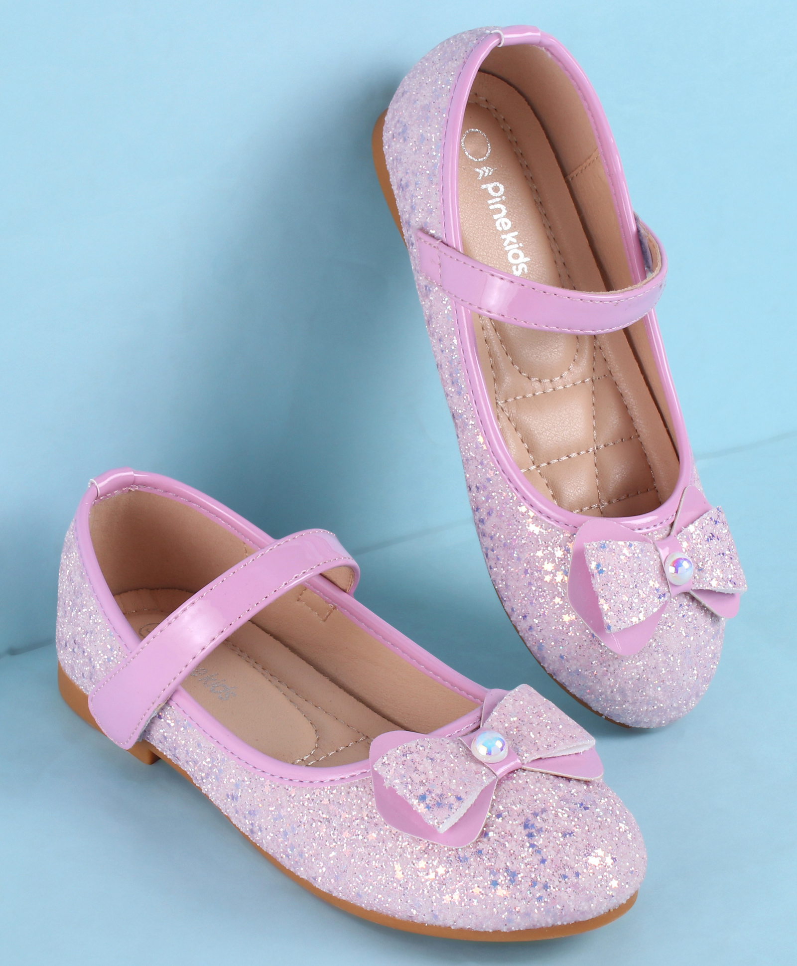 Pine Kids Velcro Closure Ballerina with Bow Applique - Pink-image-44