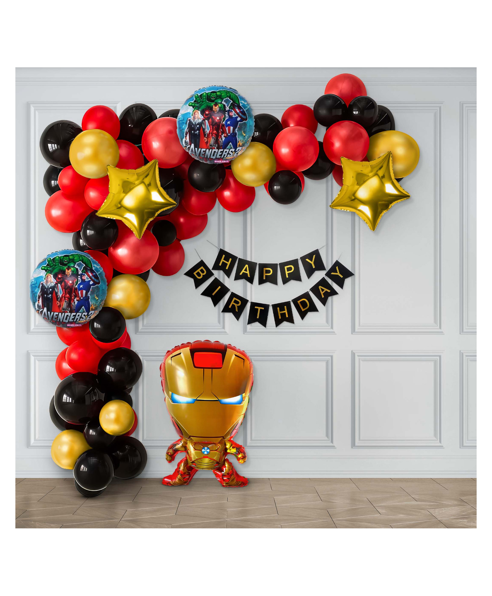 Special You Pack of 49 Items Iron Man Theme Birthday Decoration Items kit for Boys includes Red, Gold and Black Balloons with Iron man Foil Balloon and Happy birthday banner-image-39