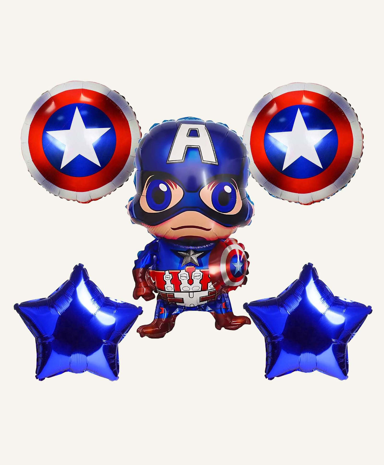 Special You 5pcs Avengers theme Captain America foil balloon for Kids with Blue star and round printed Captain America balloons birthday, Baby shower, Captain America theme party decoration-image-29