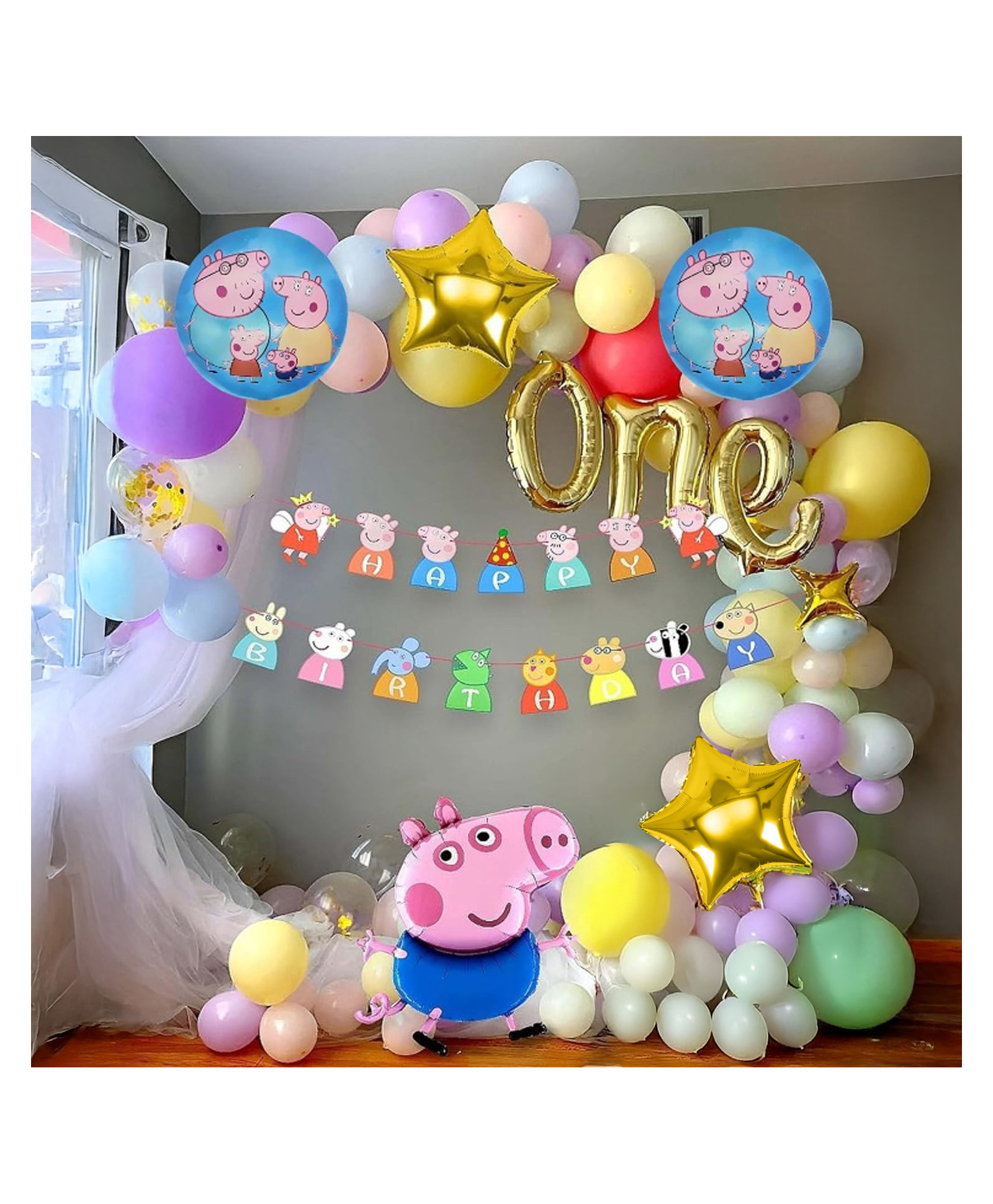Special You Peppa Pig Birthday Decoration Theme, 1st Birthday Decoration For Boys, Pastel Balloons For Decoration, Foil Balloons For Birthday Decorations- 60 Items-image-24