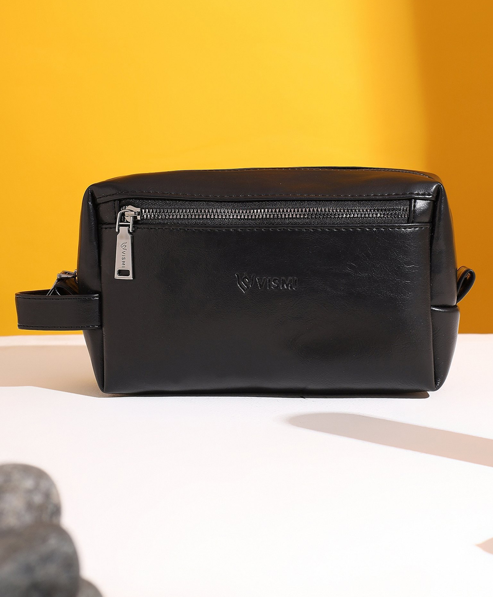 VISMIINTREND Toiletry Pouch for Men Vegan Leather Cosmetic Bag Multi-Compartment Water Resistant Travel Toiletry Bag - Black-image-22