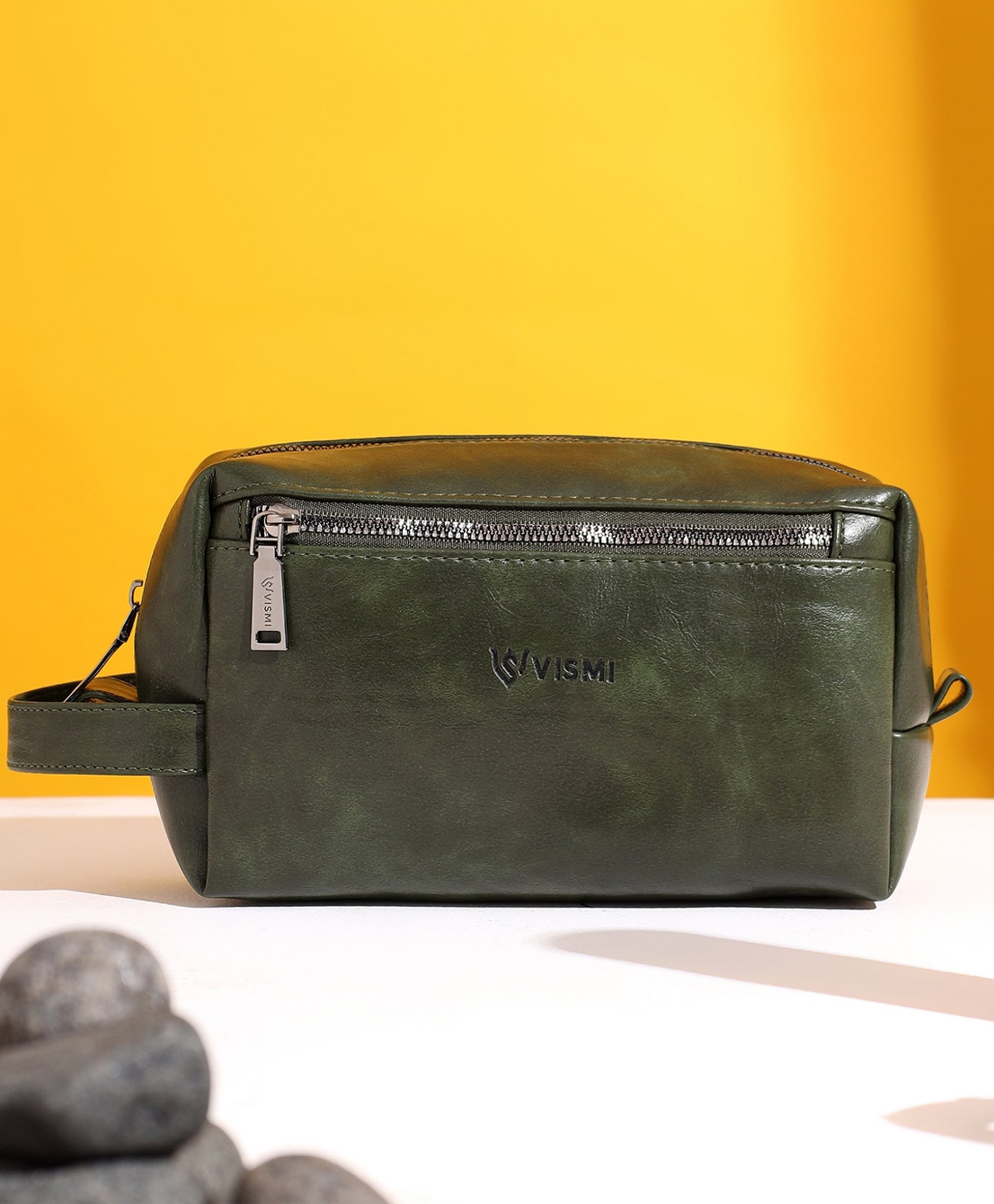 VISMIINTREND Toiletry Pouch for Men Vegan Leather Cosmetic Bag Multi-Compartment Water Resistant Travel Toiletry Bag - Olive Green-picture-44