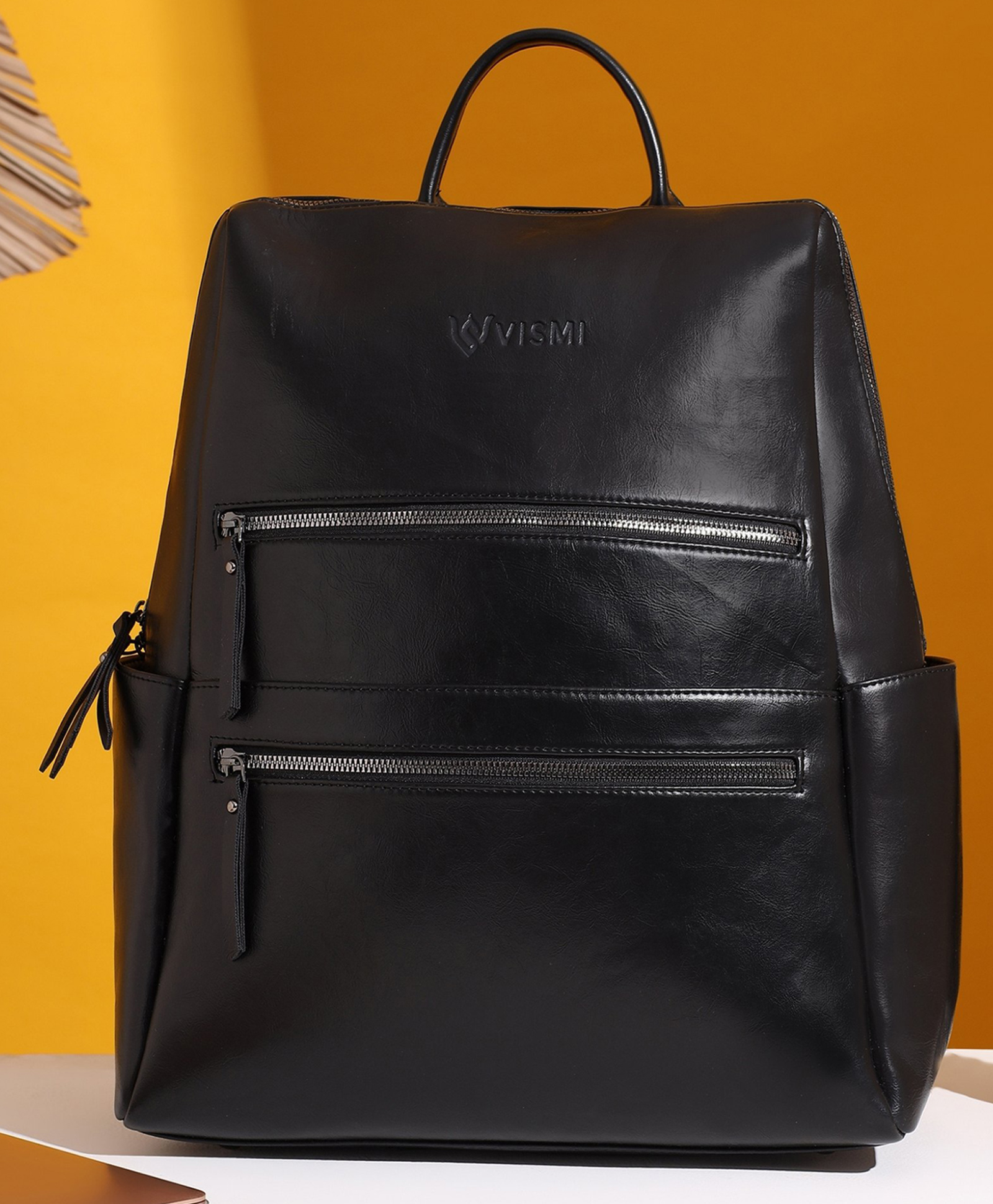 VISMIINTREND Laptop Backpack Office Use, Travel, And Multi-Purpose Anti Theft Solid Vegan Leather Water Resistant Backpack Up to 17 Inch Laptop - Black - Height 17 Inches-picture-40