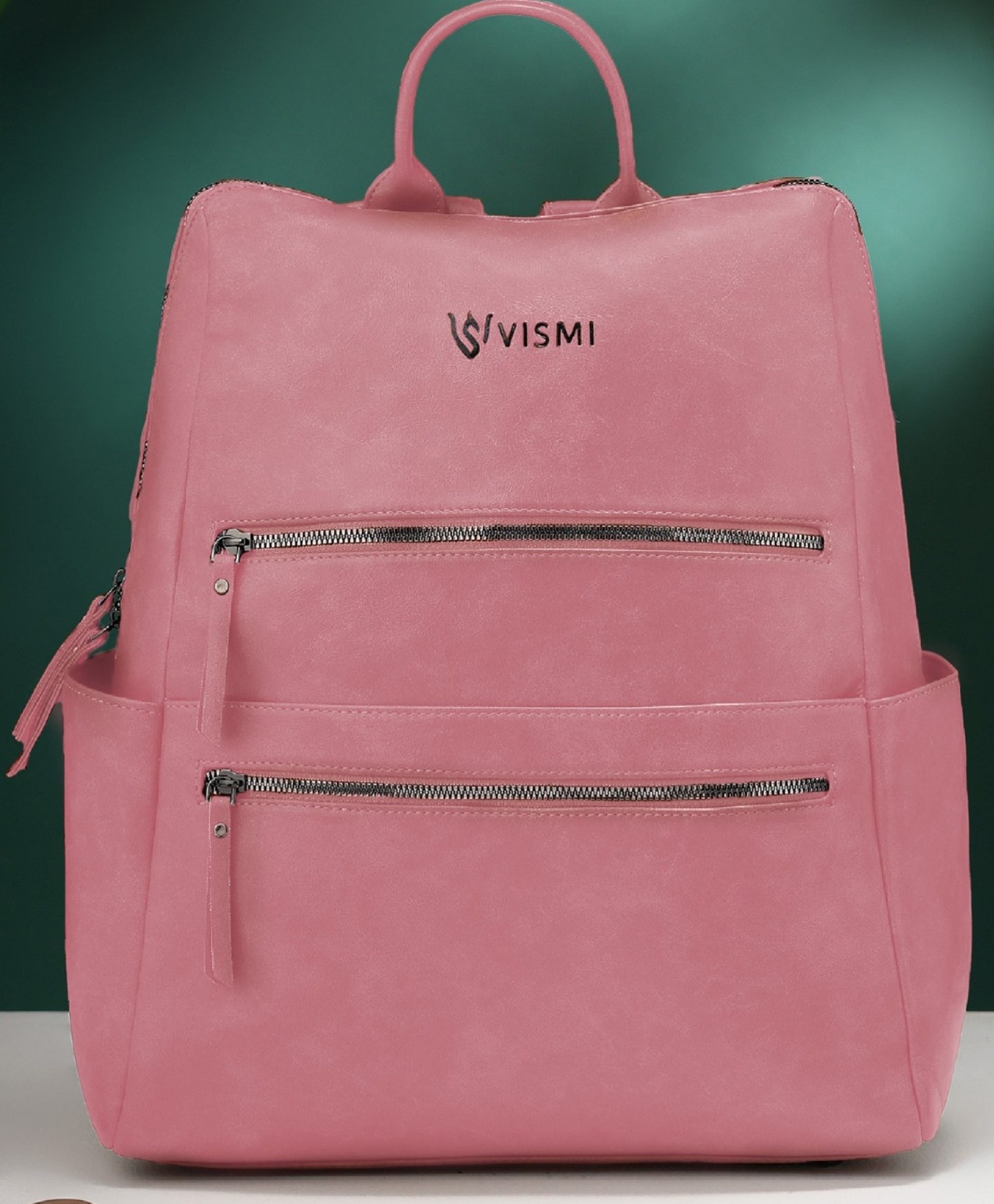 VISMIINTREND Laptop Backpack for Men Office Use, Travel, Businessm Professional And Multi-Purpose Anti Theft Solid Vegan Leather Water Resistant Backpack Up to 17 Inch Laptop - Pink - Height 17 Inches-picture-39