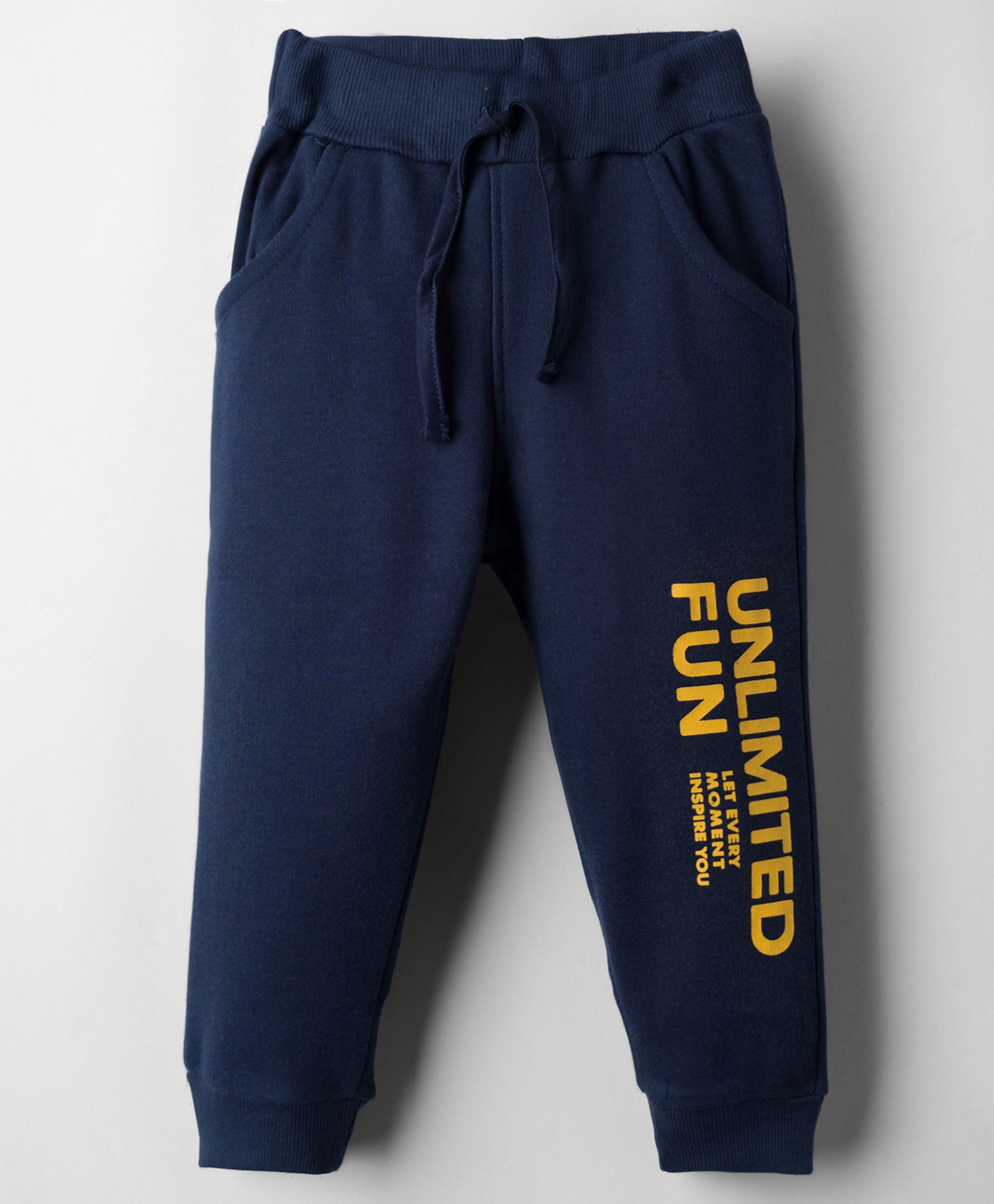 Pink Rabbit Single Jersey Knit Full Length Lounge Pant with Text Print - Navy Blue-image-9