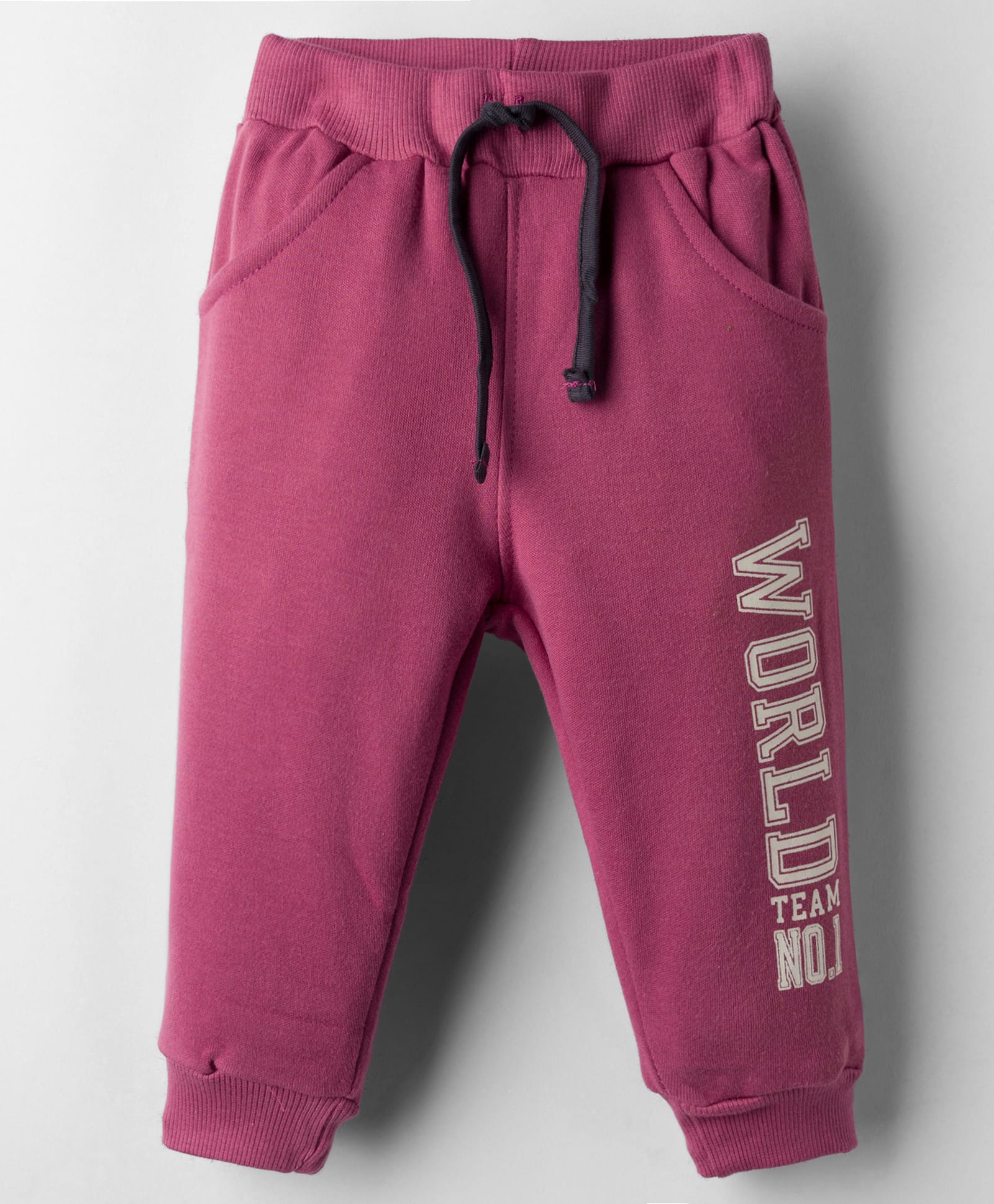 Pink Rabbit Single Jersey Knit Full Length Lounge Pant with Text Print - Dark Pink-image-0