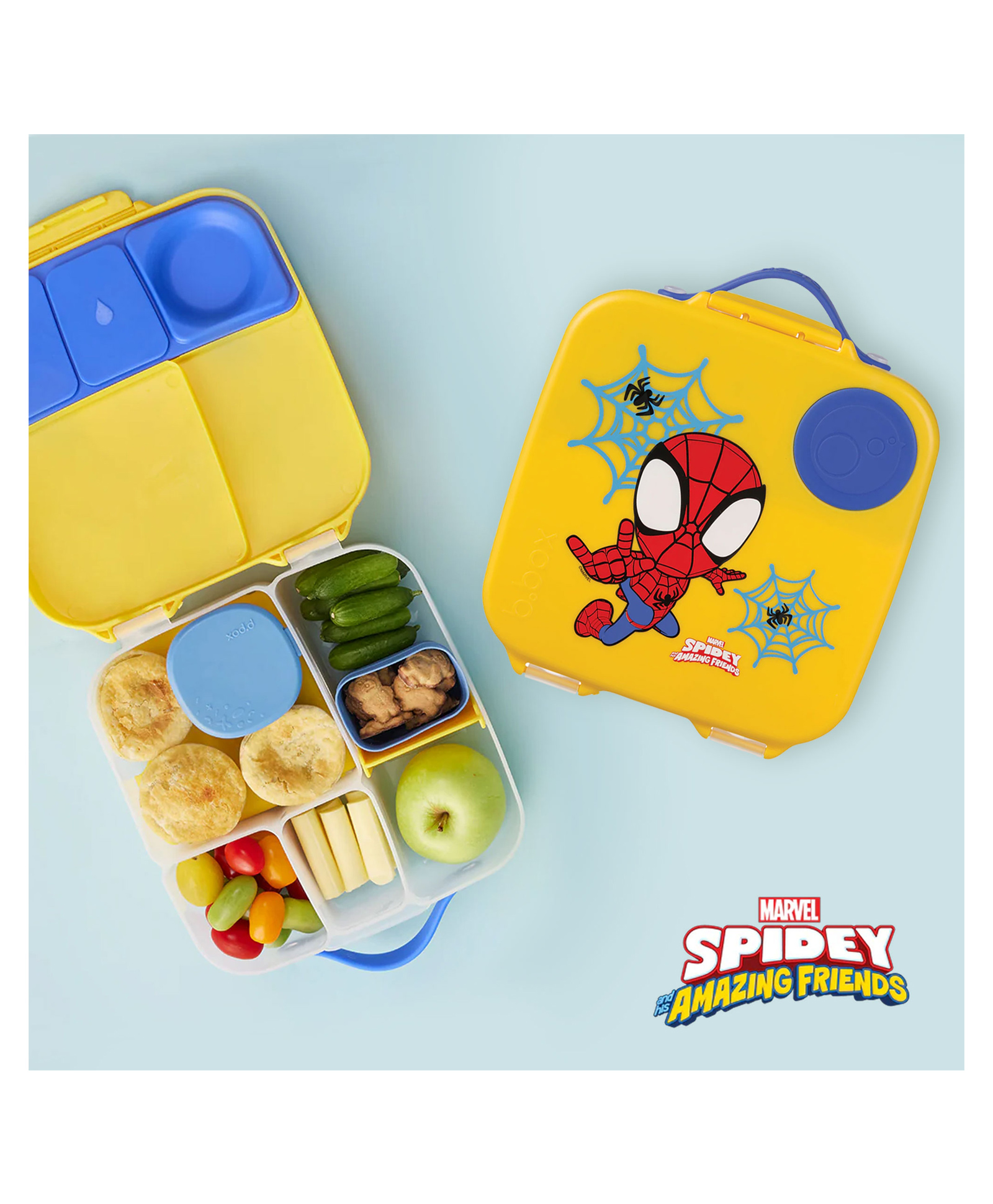 b.box Marvel Spiderman Kids Lunchbox - 2 Litre, Leak-Proof Bento Style with Gel Cooler Pack, Adjustable Divider & Whole Fruit Compartment - Multicolor-picture-12