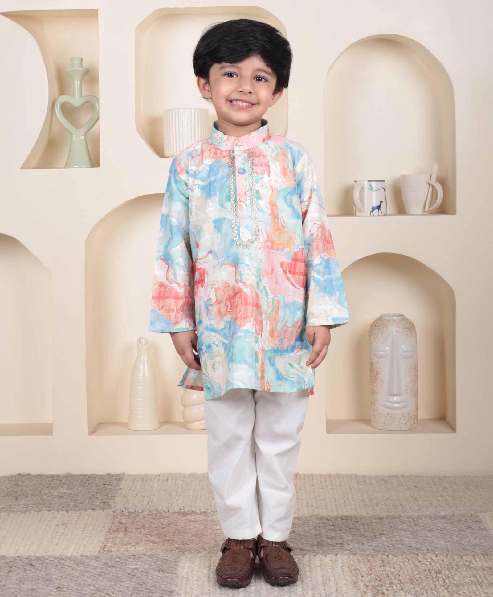 Polka Tots Cotton Woven Full Sleeves Tie Dye With Lace Embellished Kurta Pyjama Set - Multi Color-picture-20