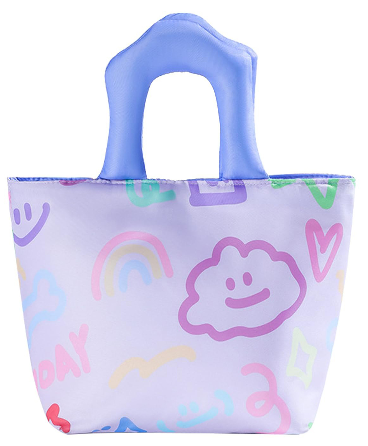 House of Quirk Insulated Lunch Bag for Office School & Travel Leakproof Tiffin Carry Bag for Men & Women Stylish Printed Cooler Organizer - Pastle Smile Lavender-image-34