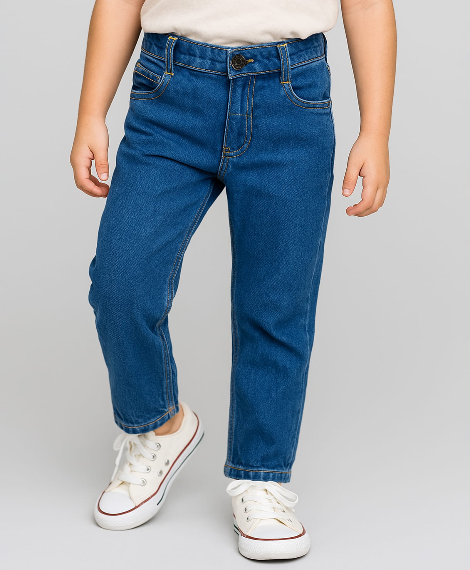 Babyhug Cotton Denim Full Length Washed Jeans With Stretch - Royal Blue-picture-18