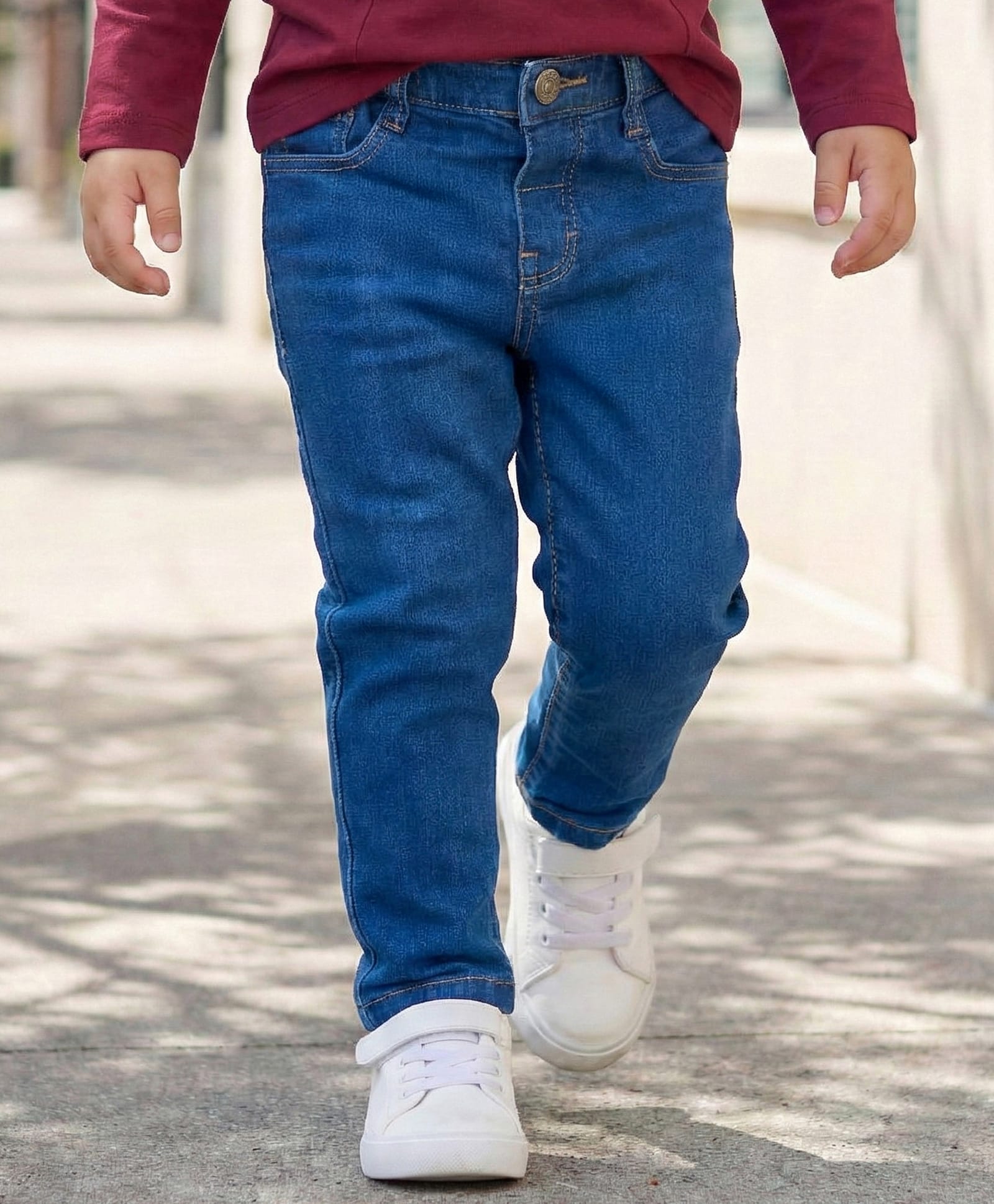Babyhug Denim Full Length Washed Jeans With Stretch - Blue-picture-35