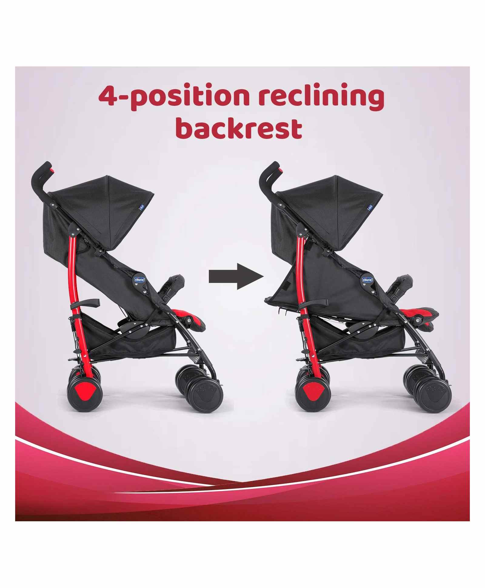 Chicco New Echo Stroller With Bumper Bar Scarlet Red & Black Online India, Buy at Best Price from FirstCry.com - 2090733