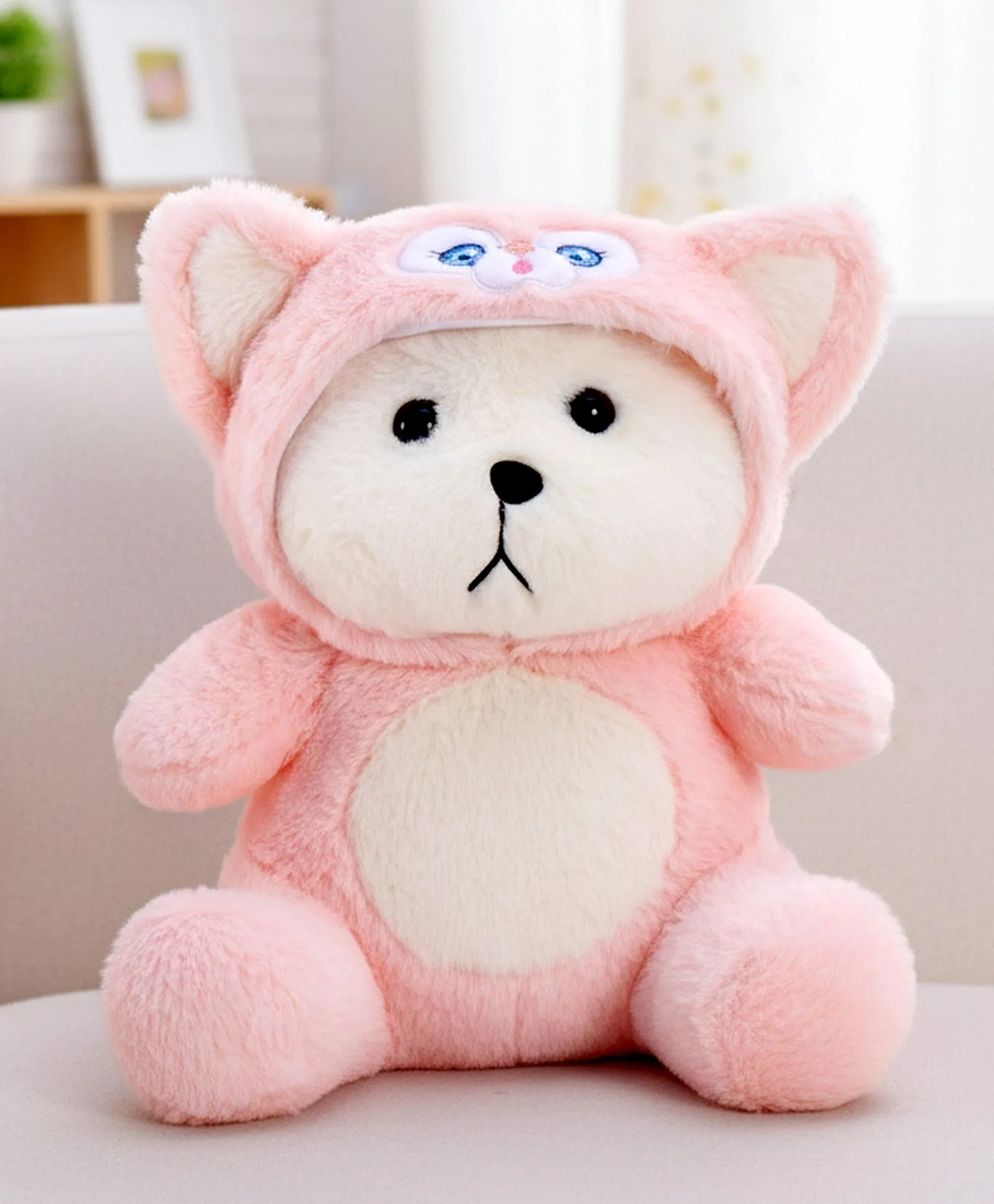 Babyhug 35cm Fiber Filled Plush Hooded Teddy Bear Soft Toy - Pink| for Toddler Gifting| Boys & Girls| Stuffed Animal| Baby Safe| Cuddle & Travel Partner| Super Soft Fabric - Height 35 cm-image-9