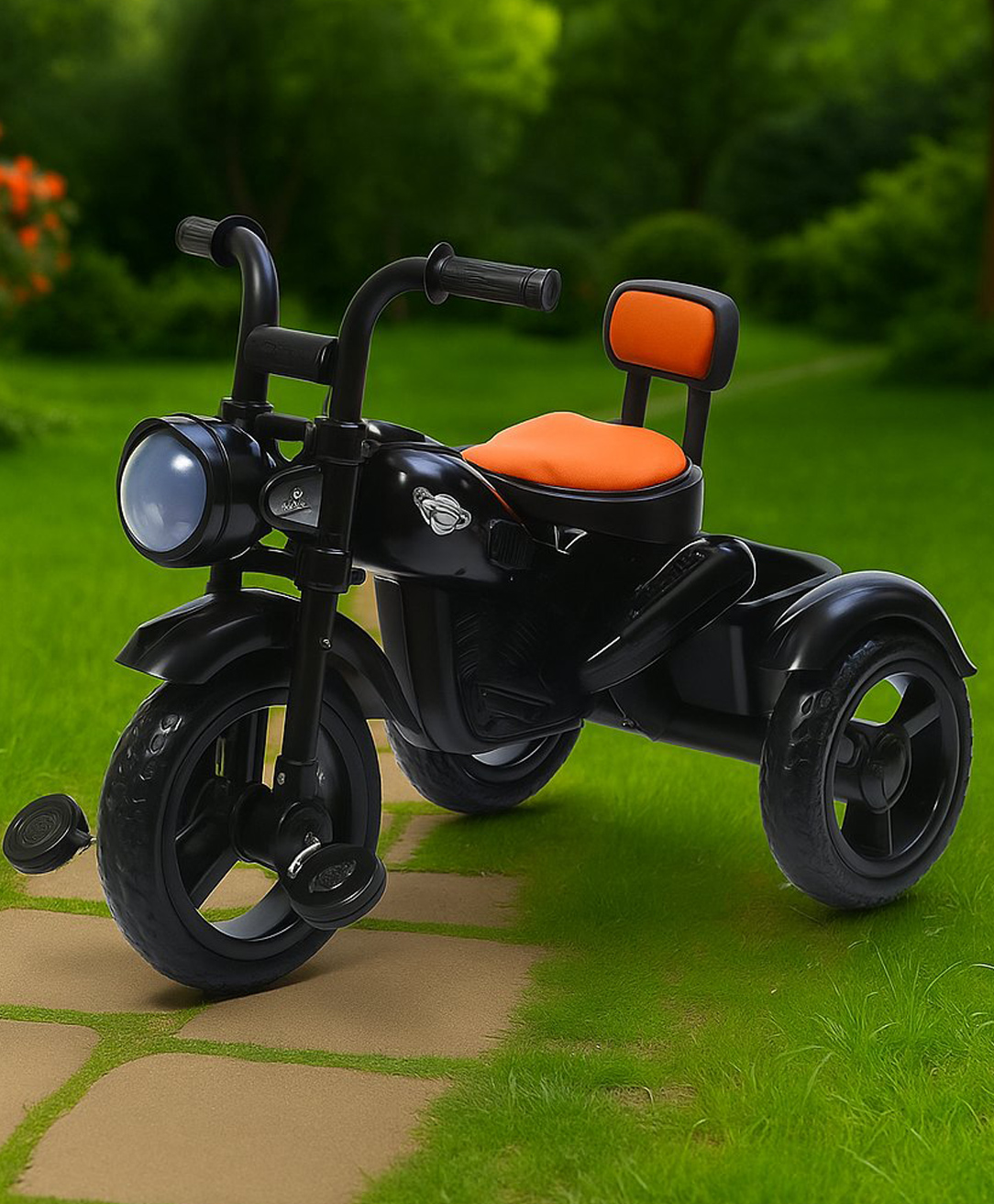 Fun Ride Himalayan Kids Tricycle Musical Trike with Front Headlight for Indoor & Outdoor - Black