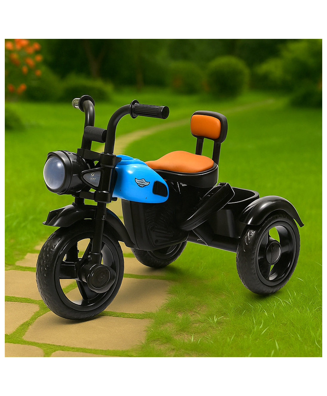 Fun Ride Himalayan Kids Tricycle Musical Trike with Front Headlight for Indoor & Outdoor - Blue