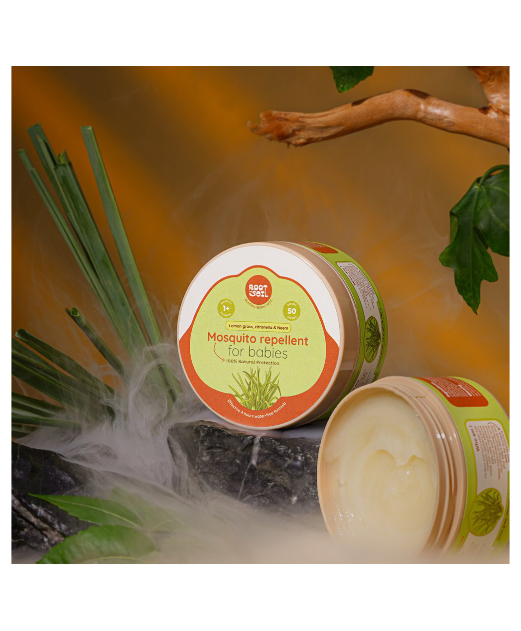ROOT and SOIL Mosquito Repellent for Babies with Lemongrass & Citronella | Natural Insect Protection | 1+ m| 50 g