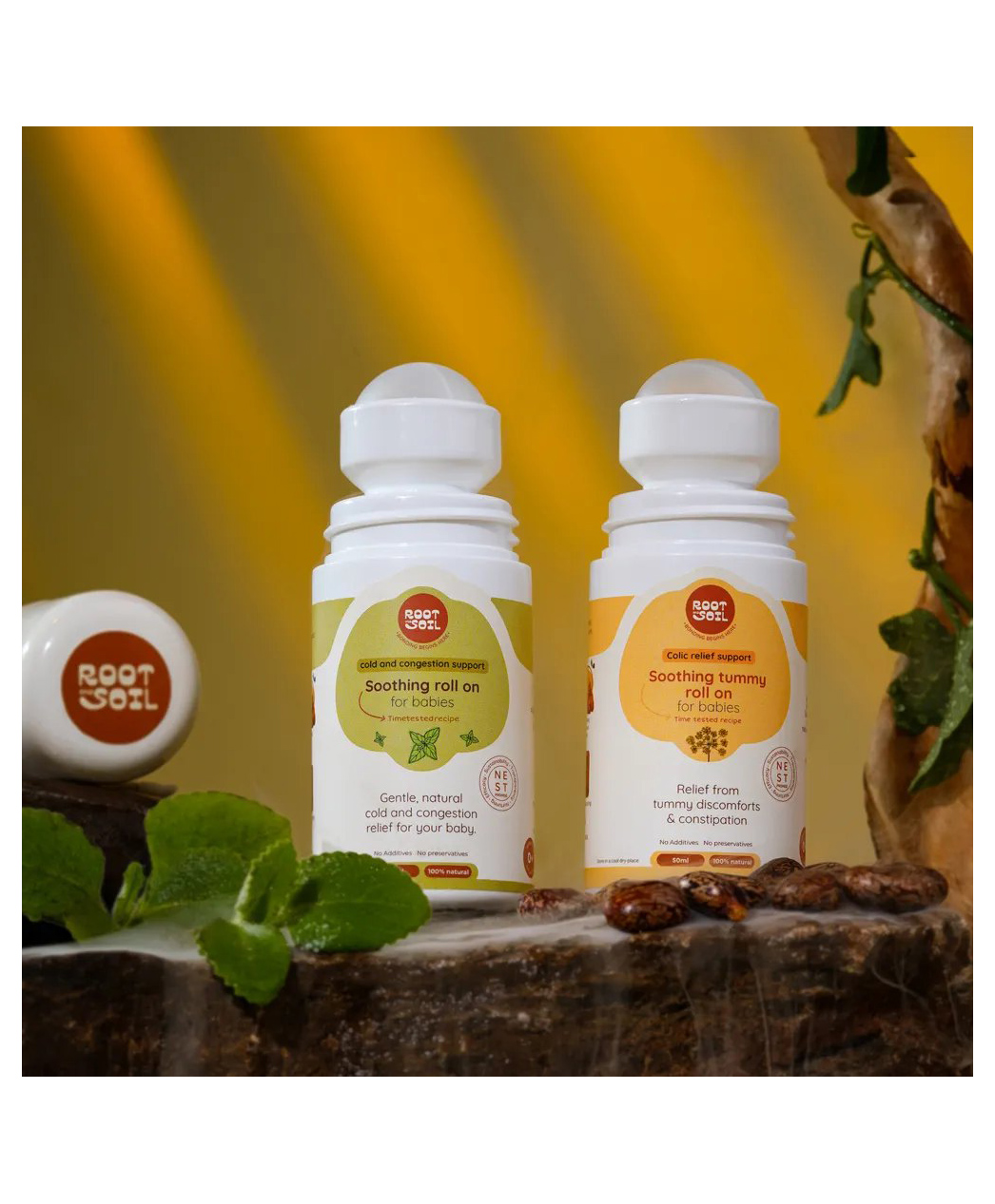 ROOT and SOIL Instant Relief combo - Colic relief tummy roll-on for babies + Calm and comforting roll-on for babies-image-5
