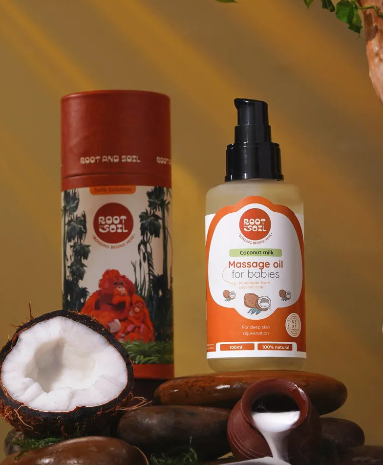 ROOT and SOIL Coconut Milk Baby Massage Oil (Classic) | Soothens and rejuvenates skin | 0+ m| 100 ml-picture-31